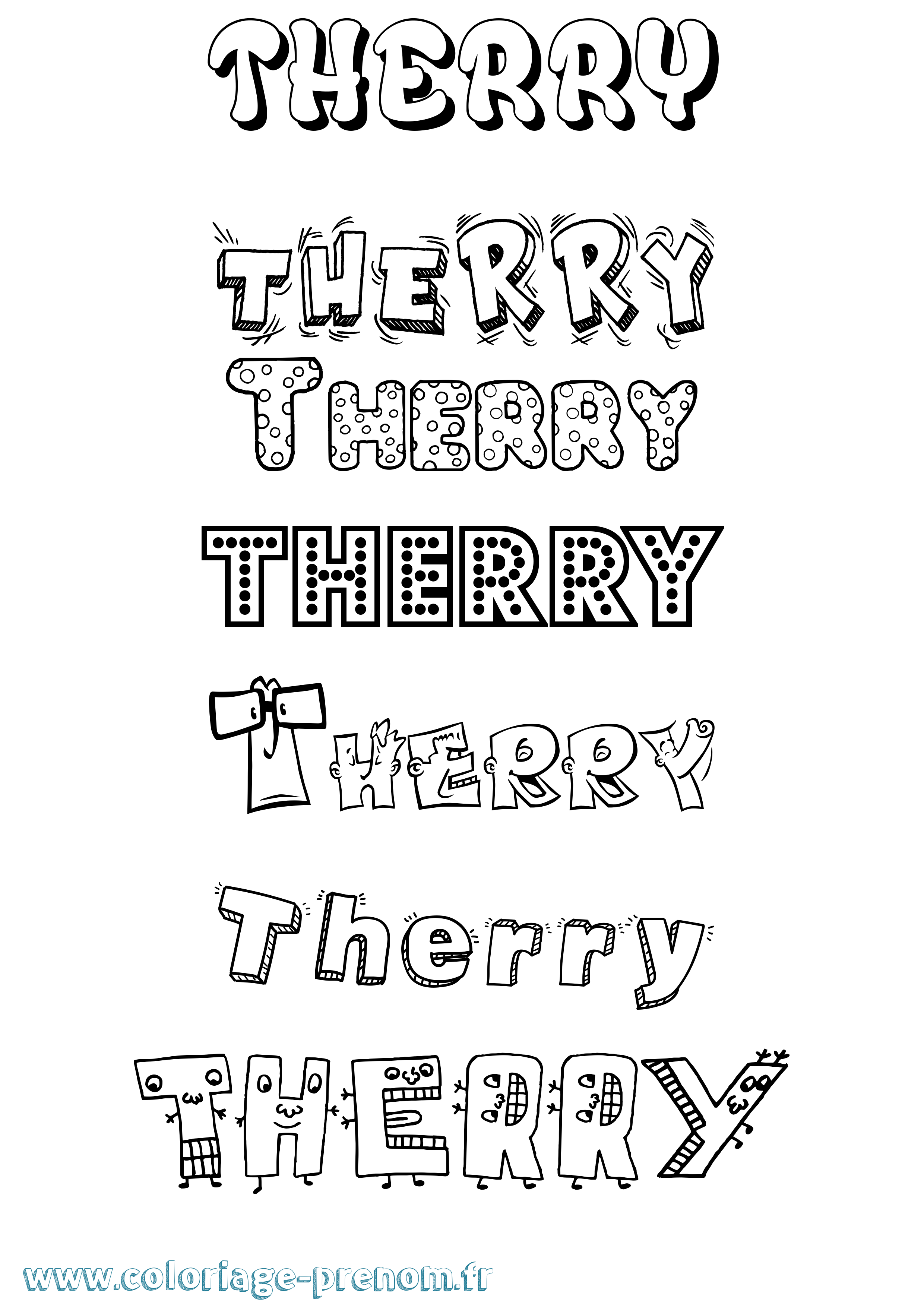 Coloriage Therry Fun Coloriage prénom Therry Fun