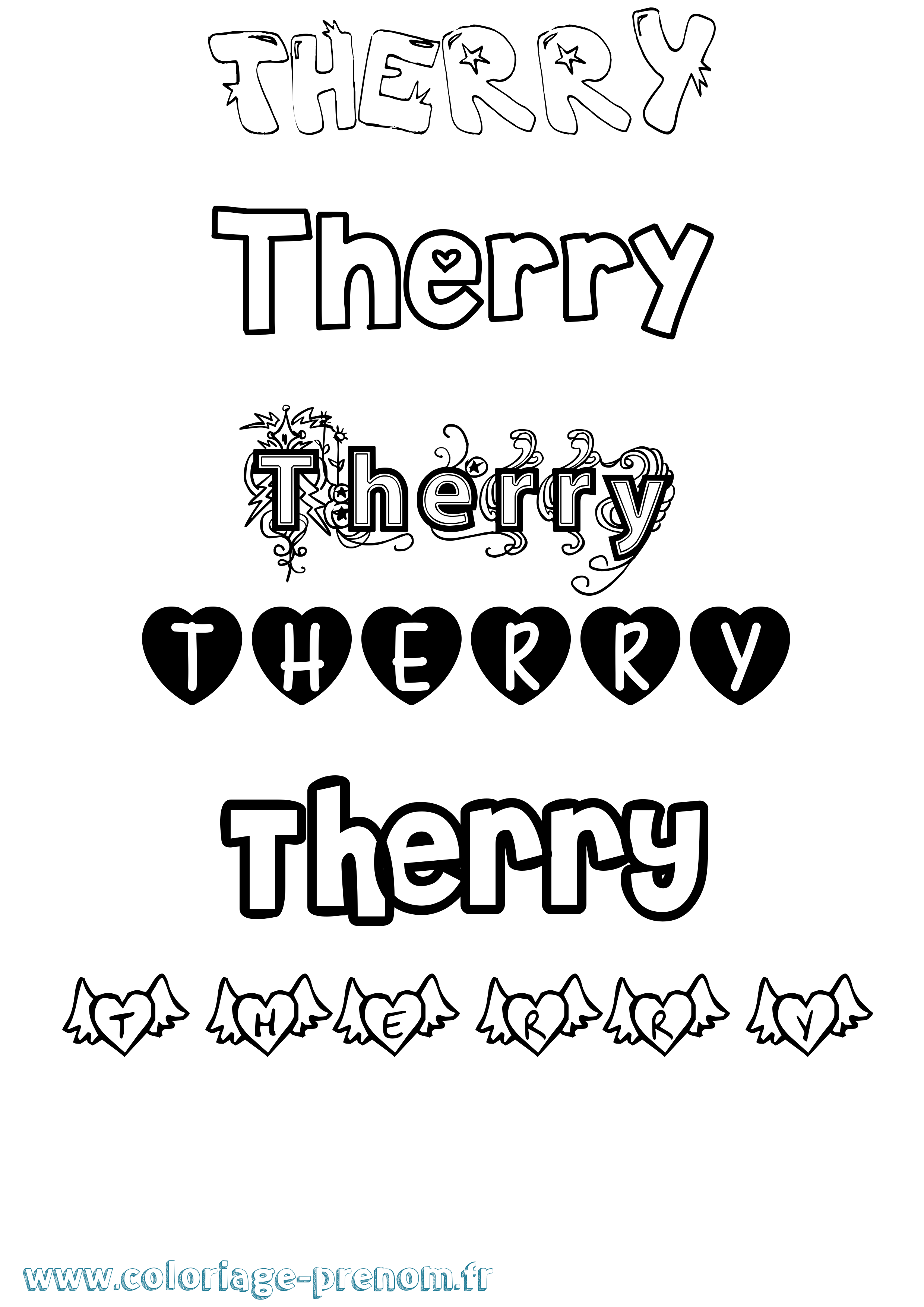 Coloriage Therry Girly Coloriage prénom Therry Girly