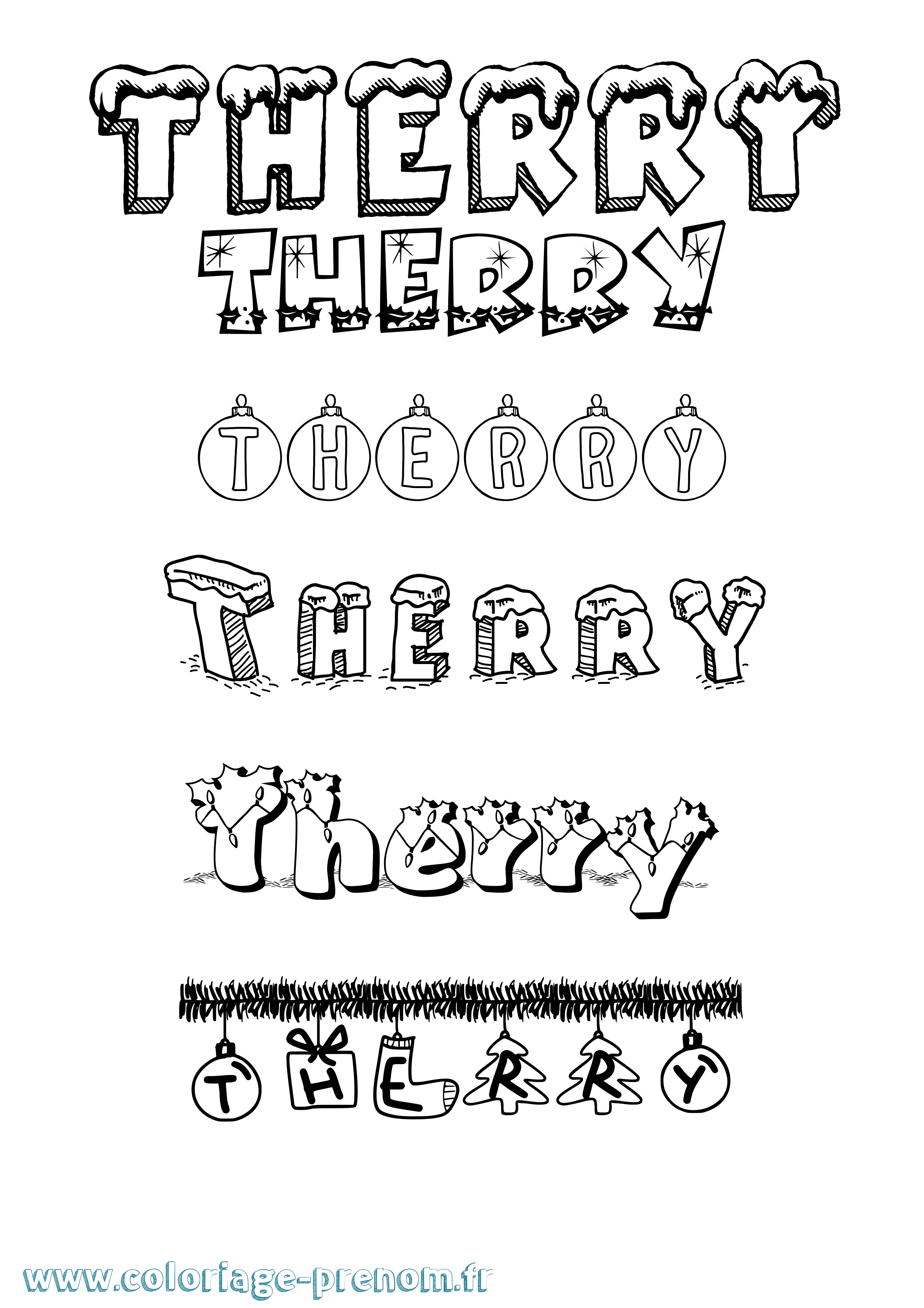 Coloriage Therry Noël Coloriage prénom Therry Noël
