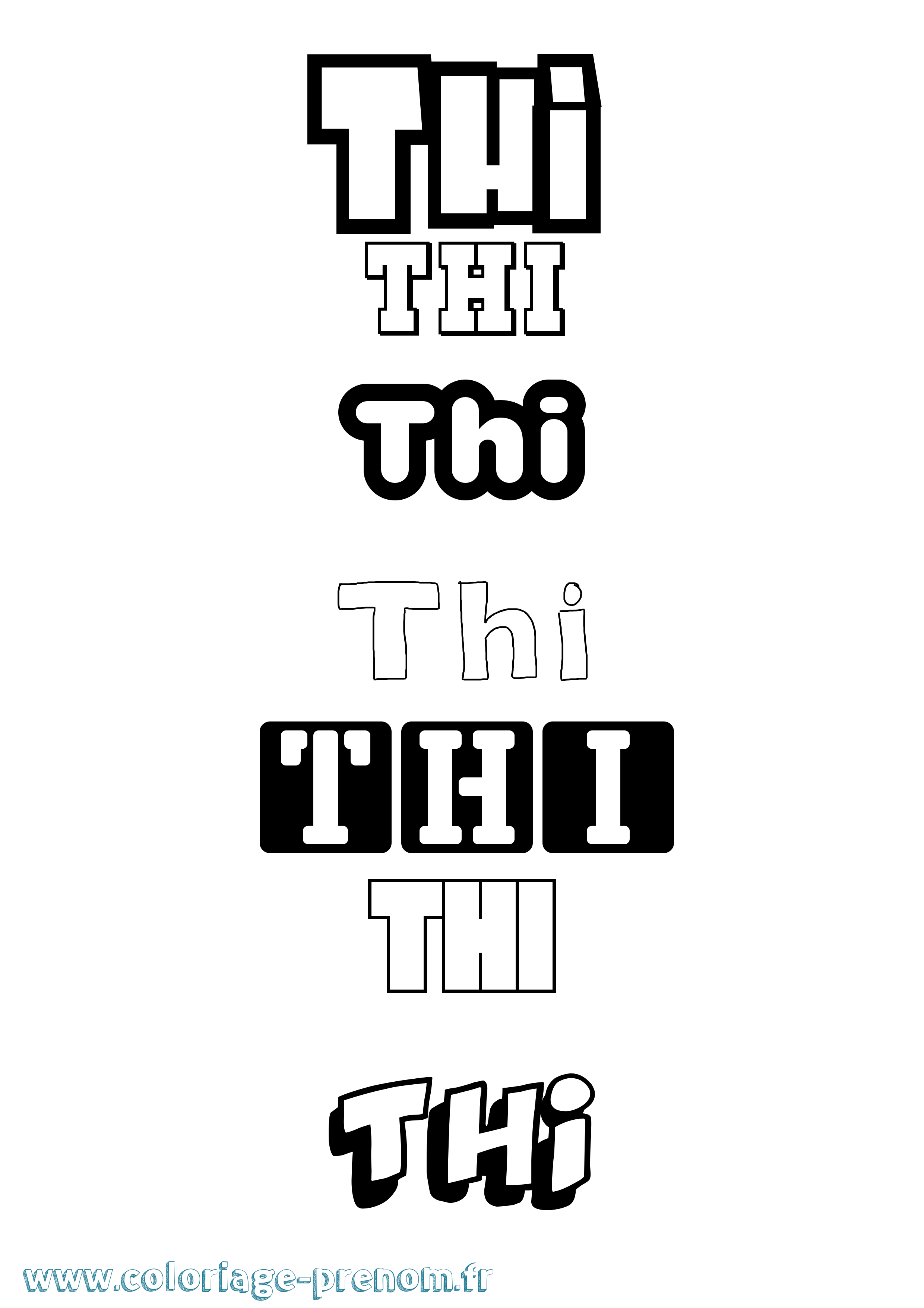 Coloriage Thi Simple Coloriage prénom Thi Simple