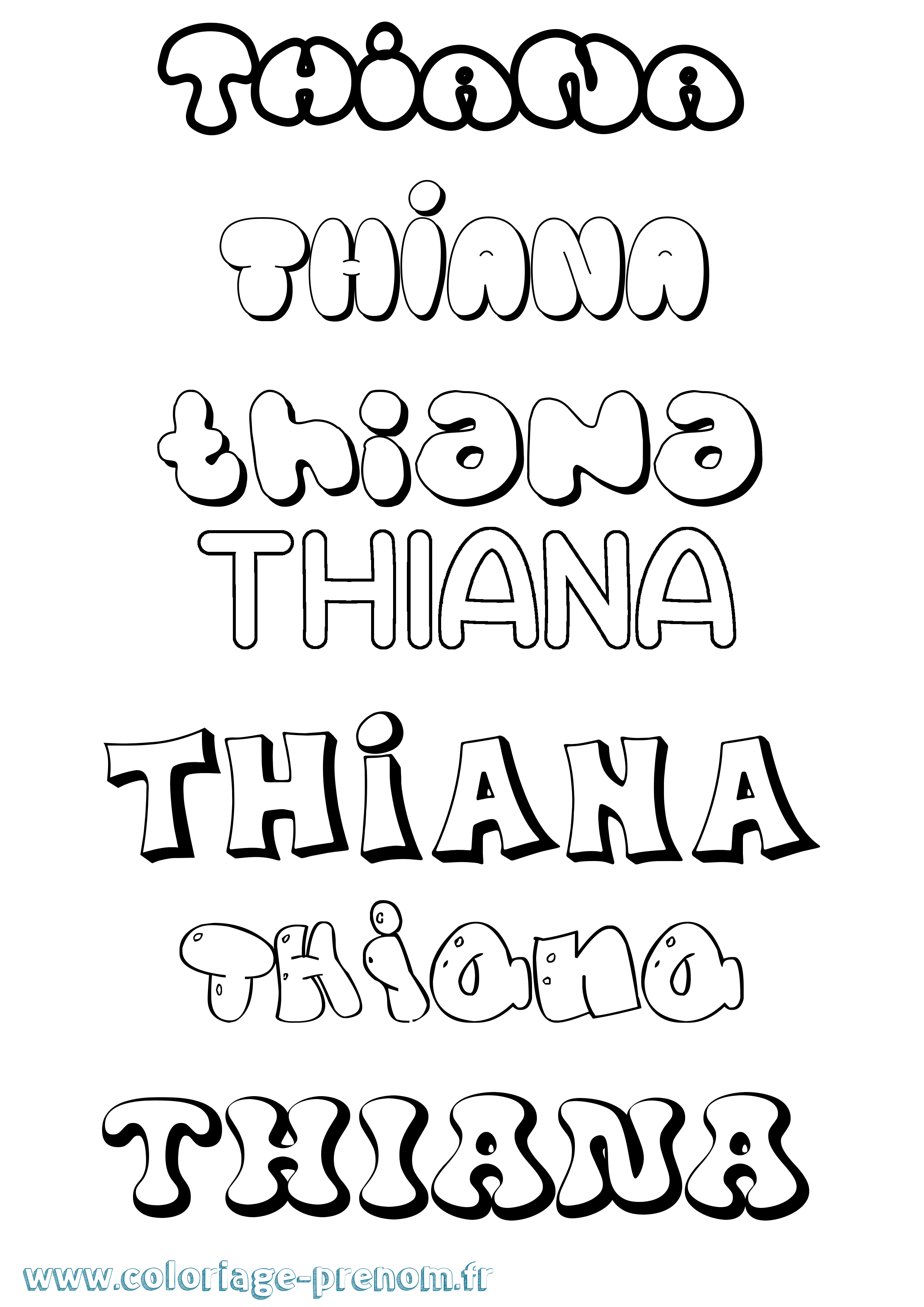 Coloriage Thiana Bubble Coloriage prénom Thiana Bubble
