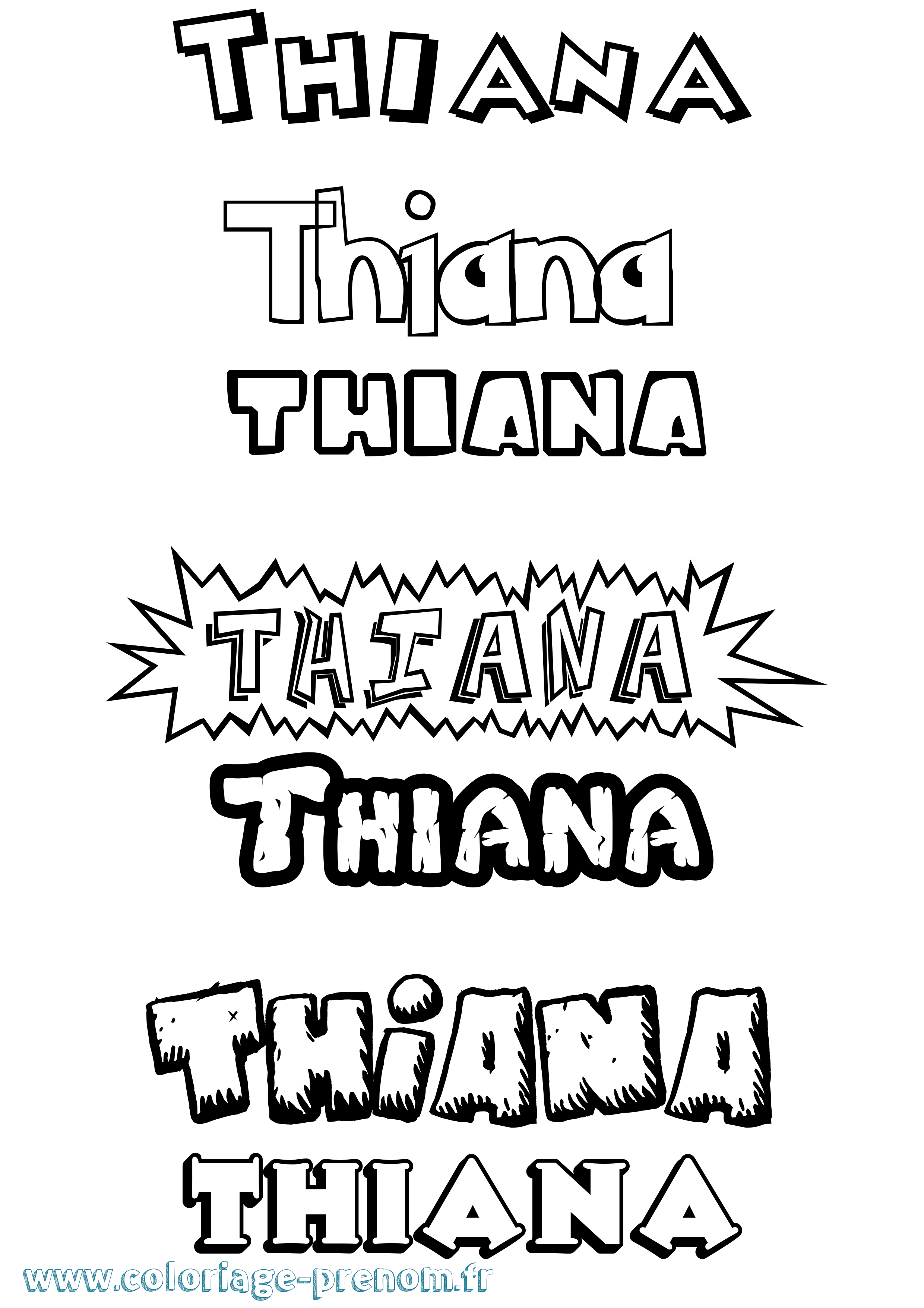 Coloriage Thiana Dessin Animé Coloriage prénom Thiana Dessin Animé