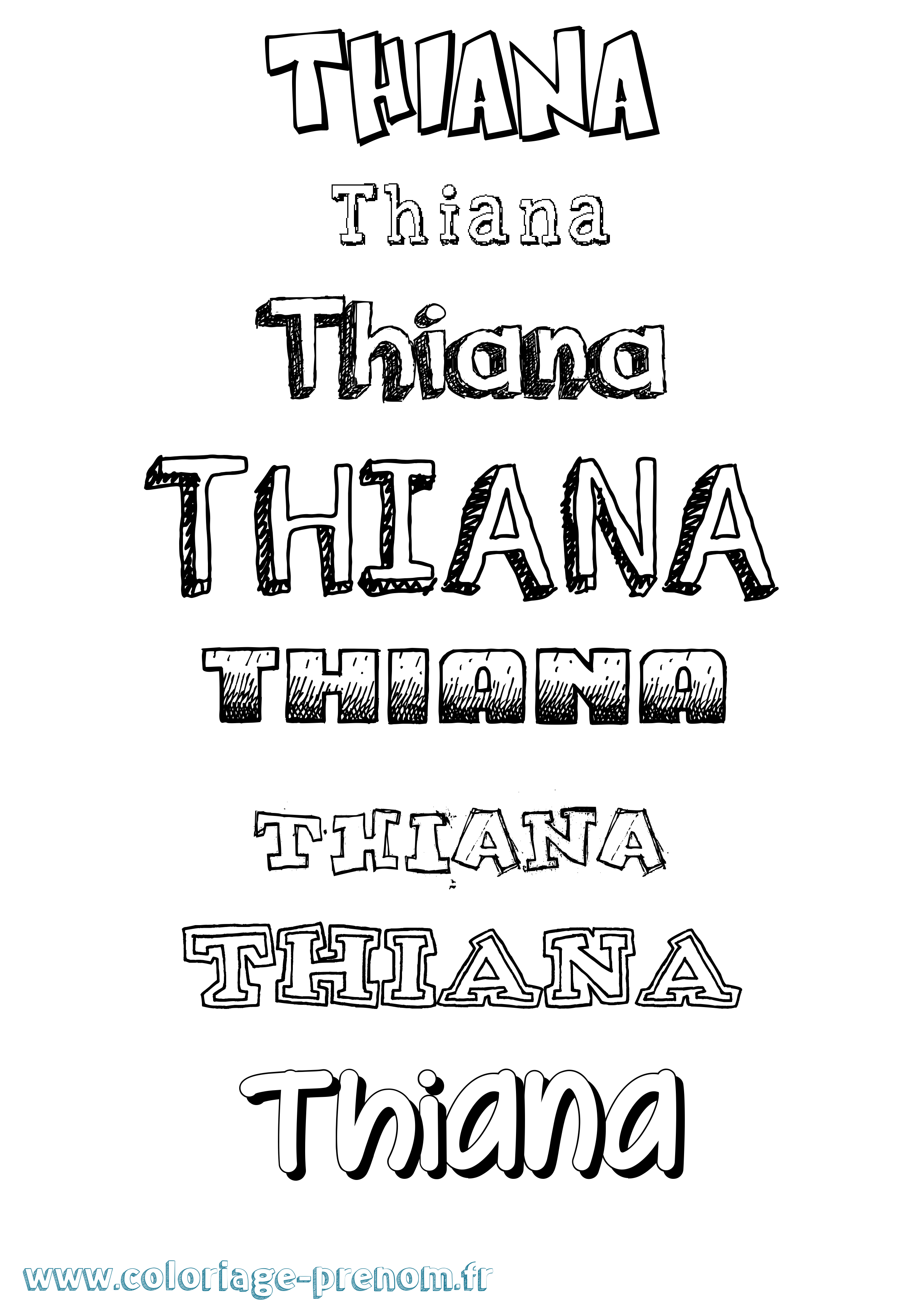 Coloriage Thiana Dessiné Coloriage prénom Thiana Dessiné