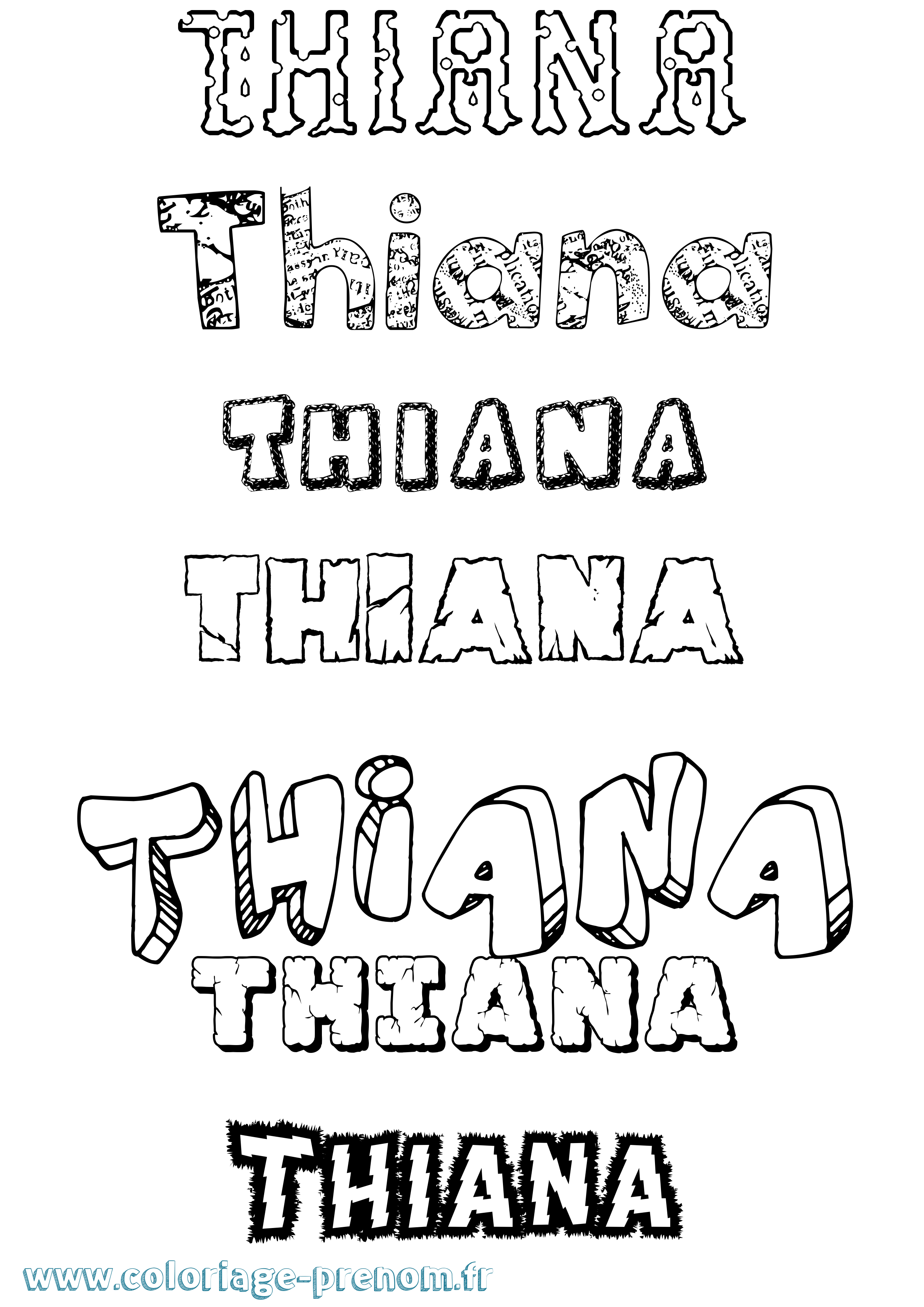 Coloriage Thiana Destructuré Coloriage prénom Thiana Destructuré