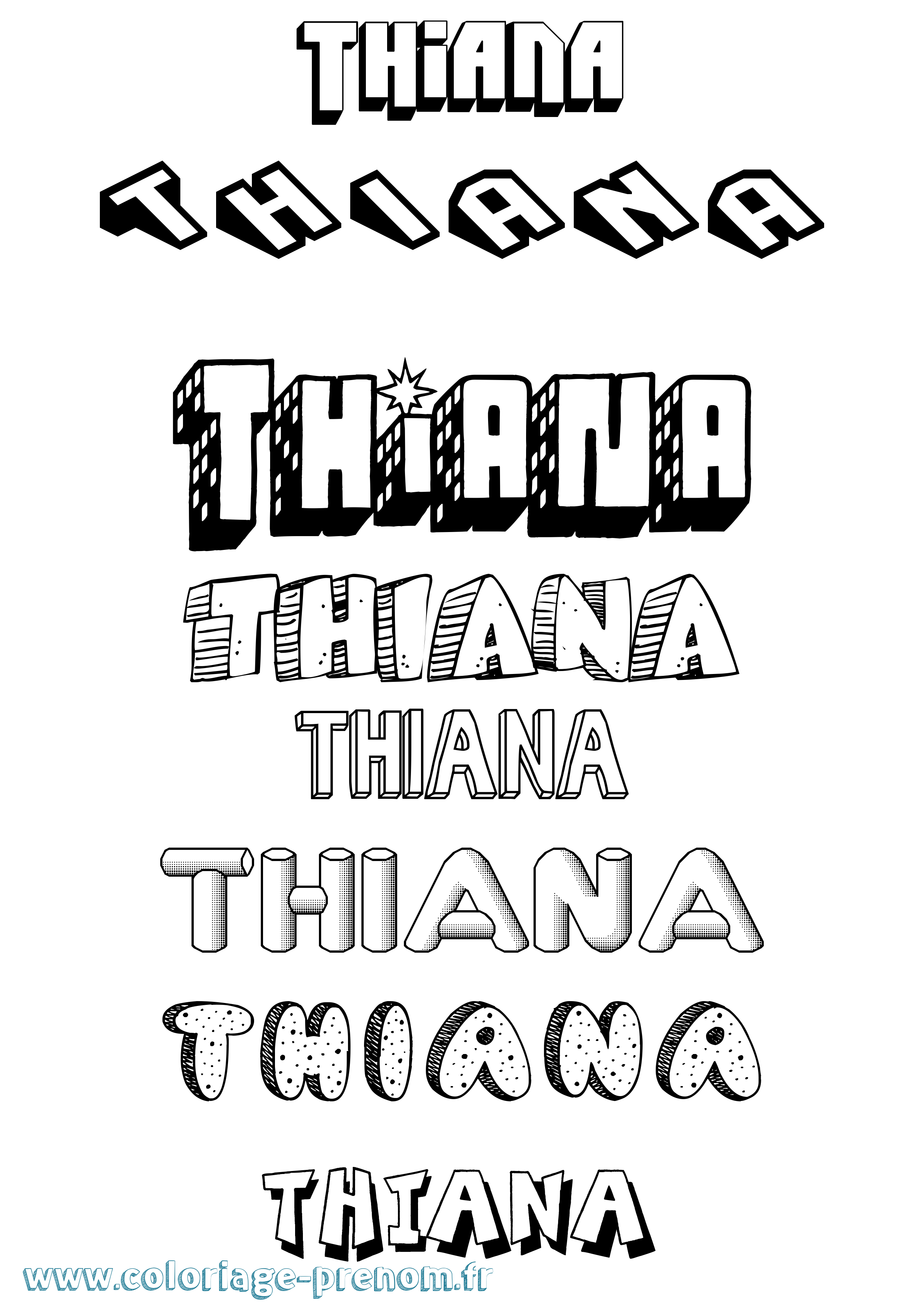 Coloriage Thiana Effet 3D Coloriage prénom Thiana Effet 3D