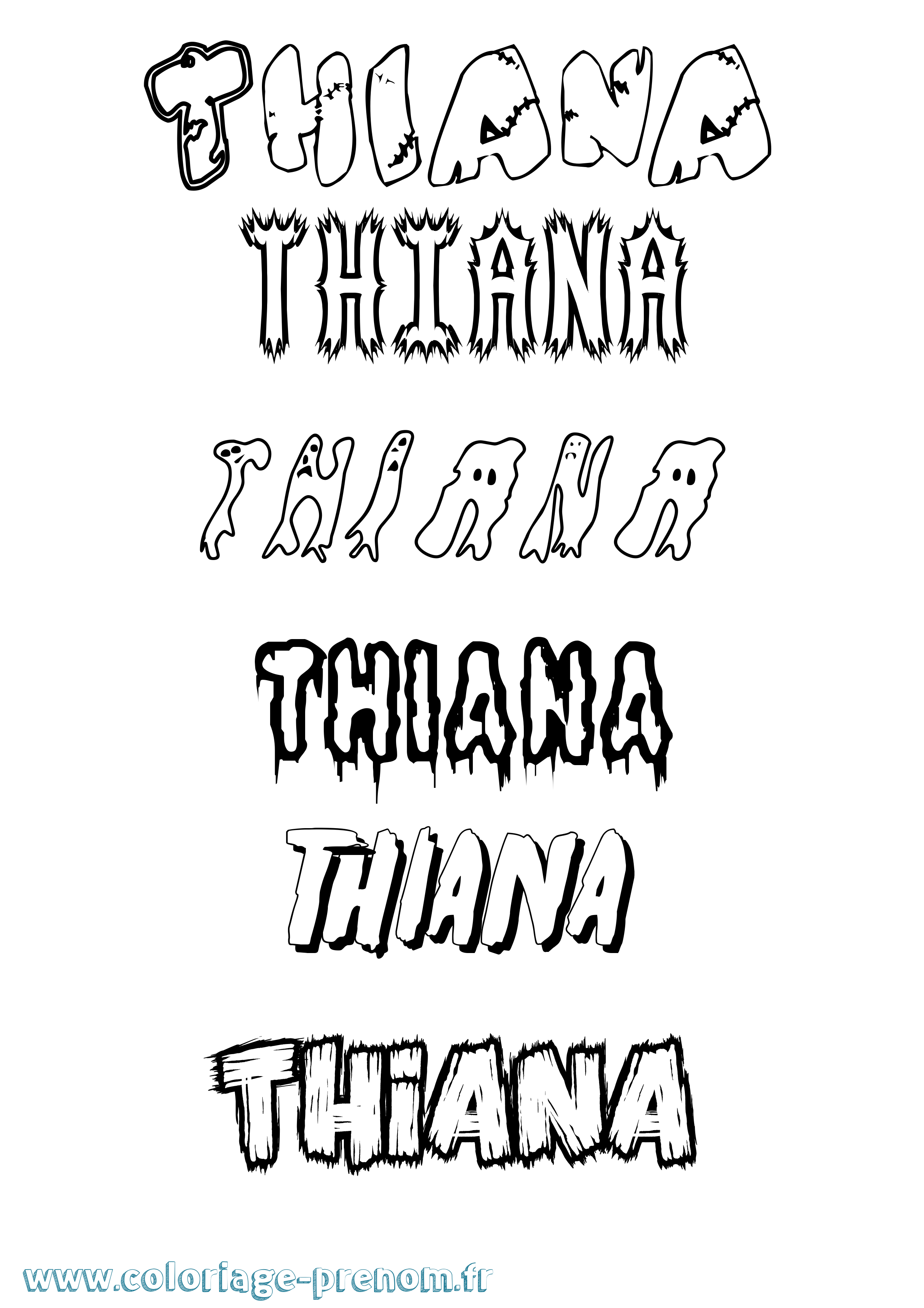 Coloriage Thiana Frisson Coloriage prénom Thiana Frisson