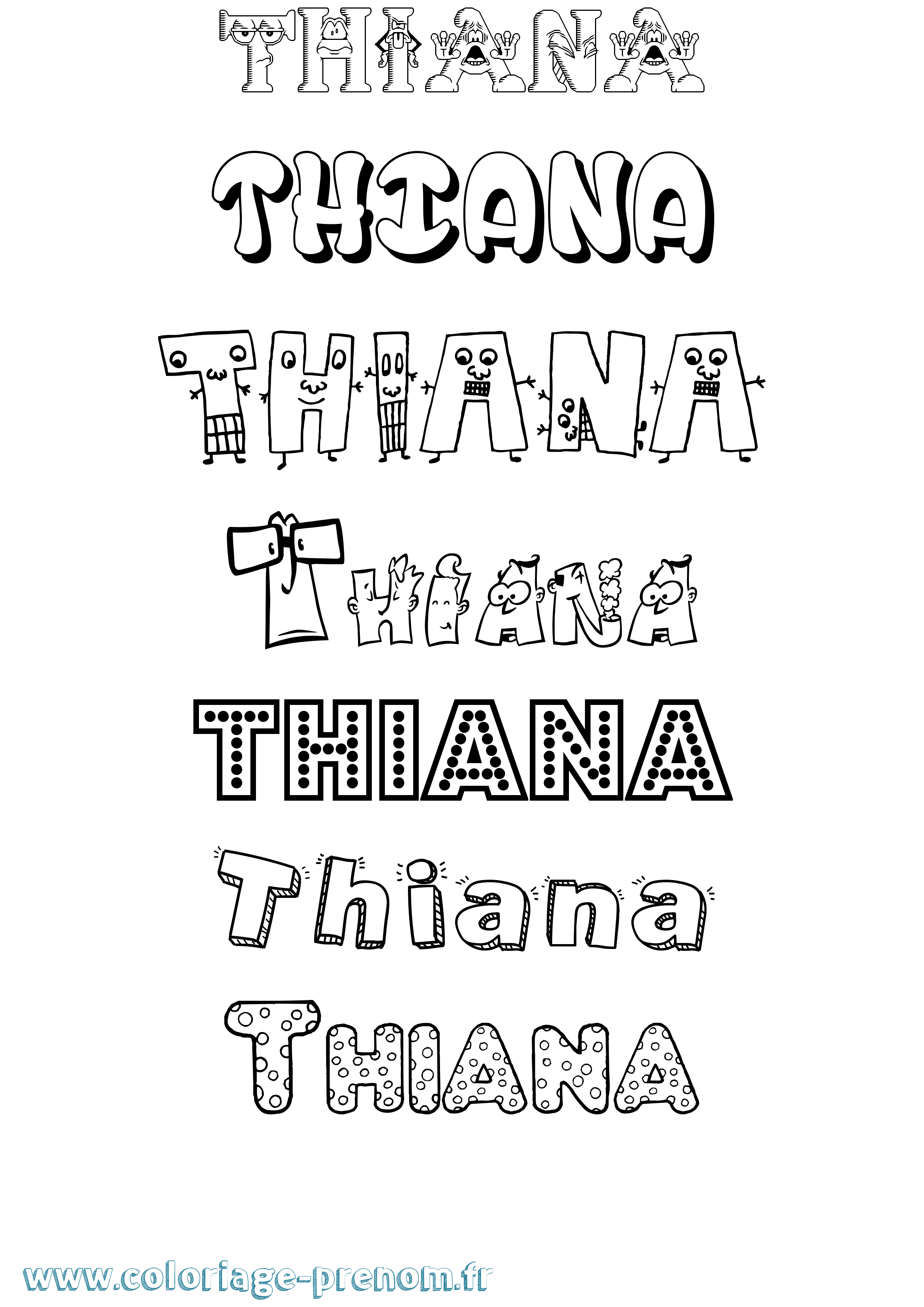 Coloriage Thiana Fun Coloriage prénom Thiana Fun