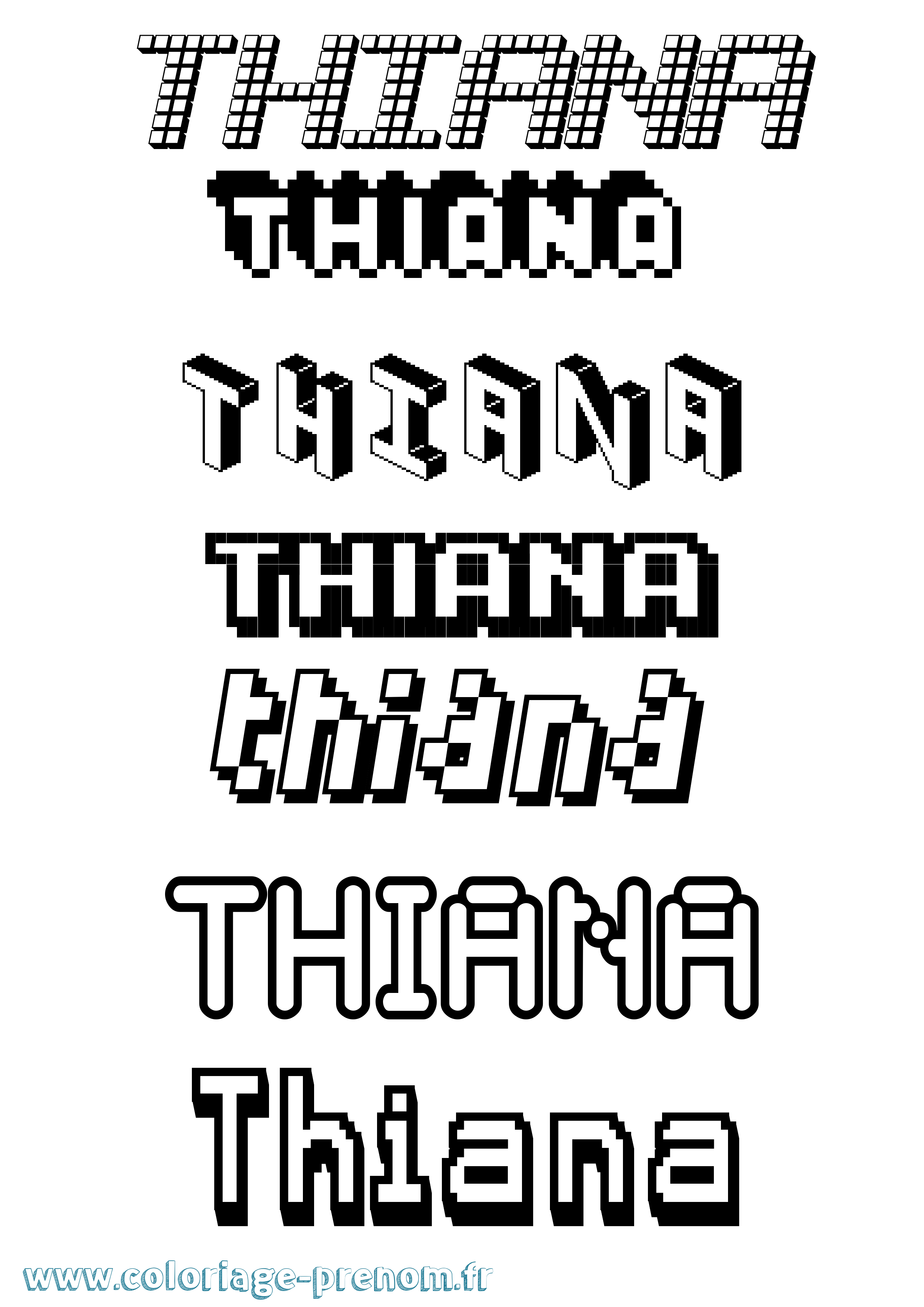 Coloriage Thiana Pixel Coloriage prénom Thiana Pixel