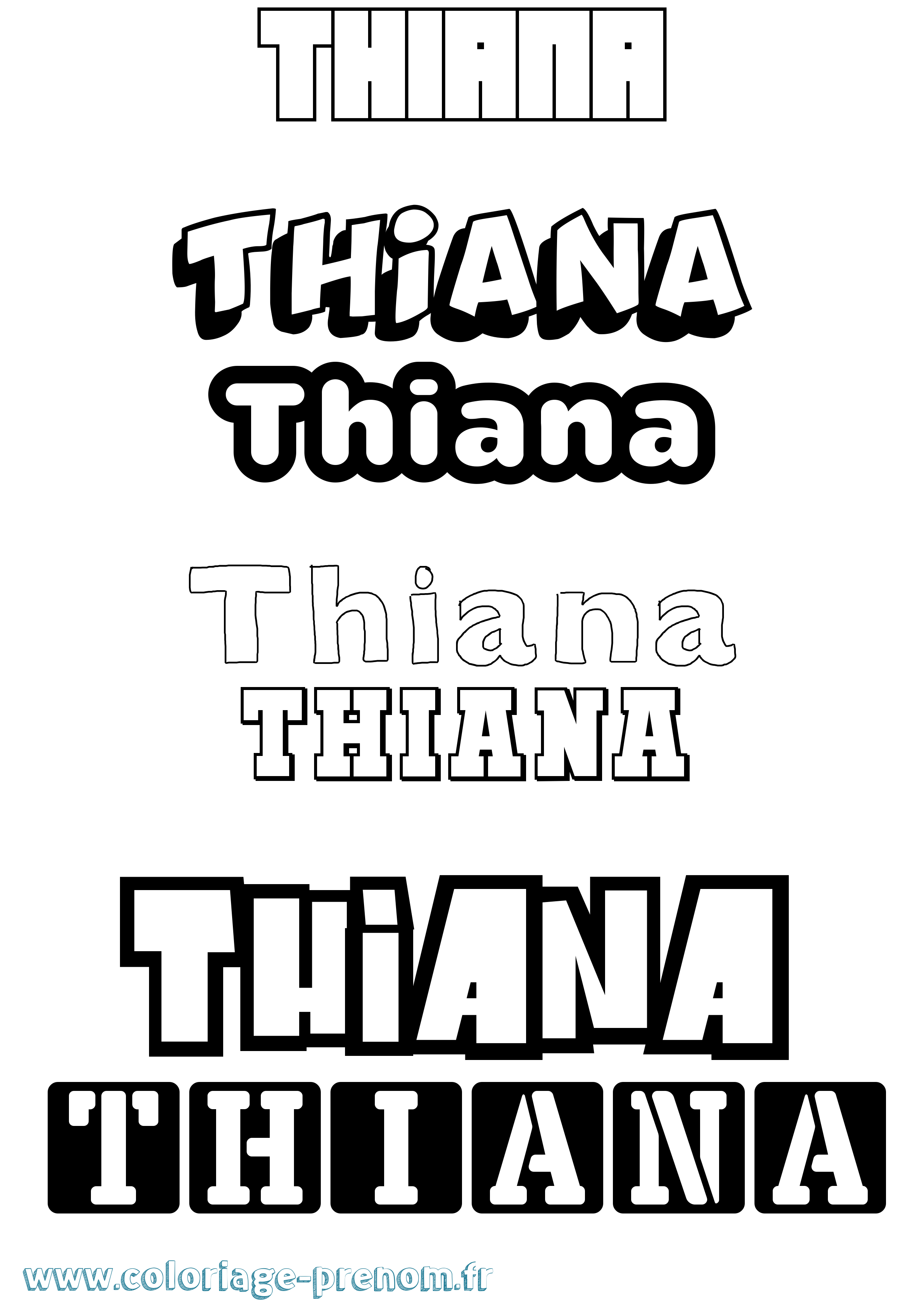 Coloriage Thiana Simple Coloriage prénom Thiana Simple