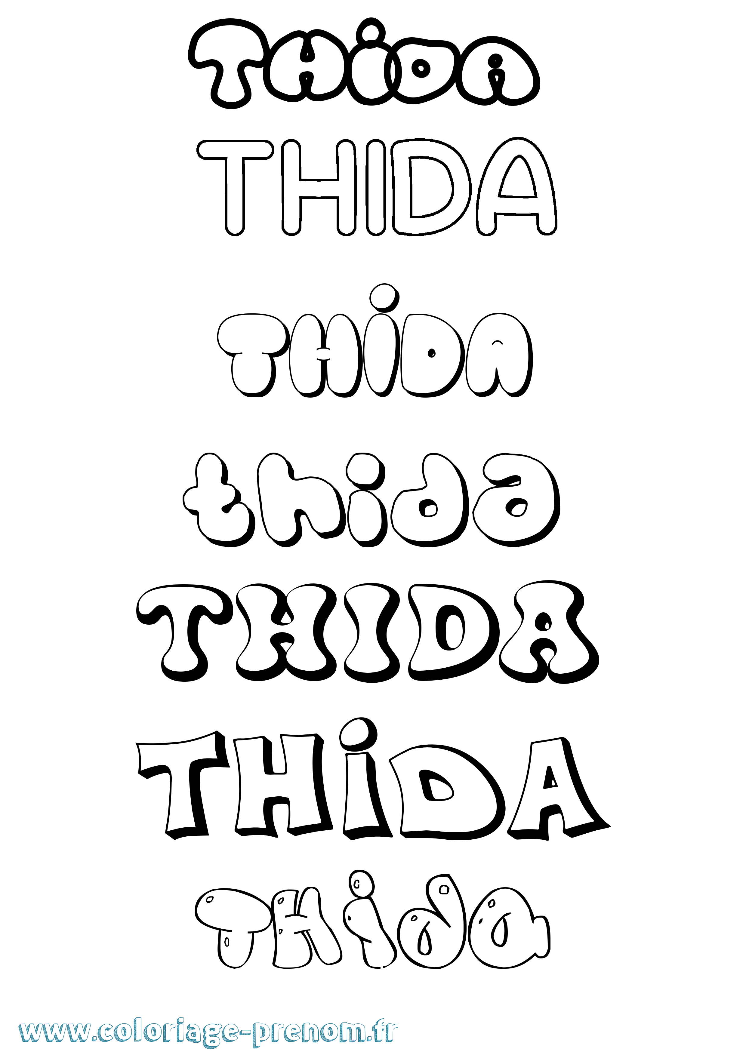 Coloriage Thida Bubble Coloriage prénom Thida Bubble