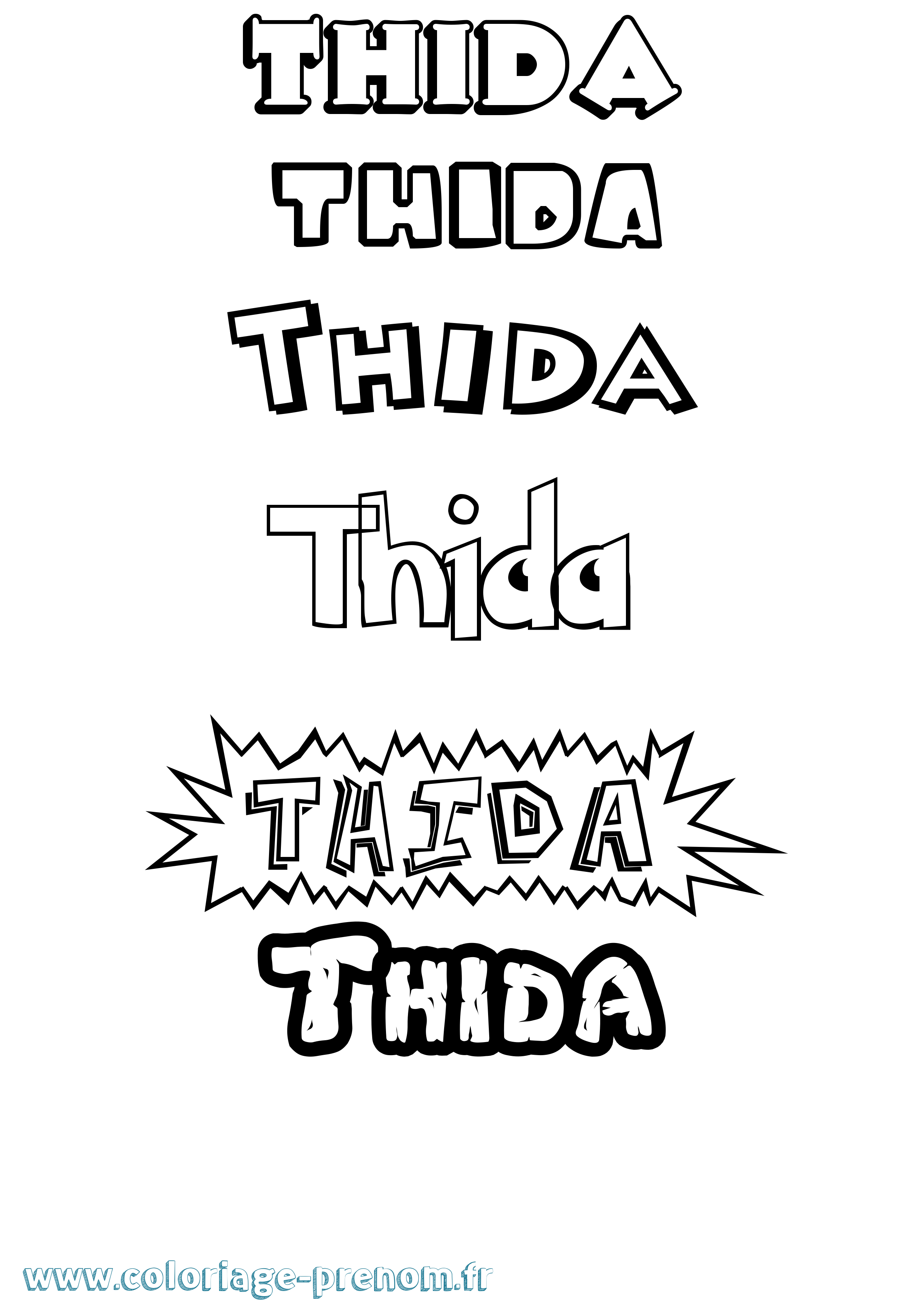 Coloriage Thida Dessin Animé Coloriage prénom Thida Dessin Animé