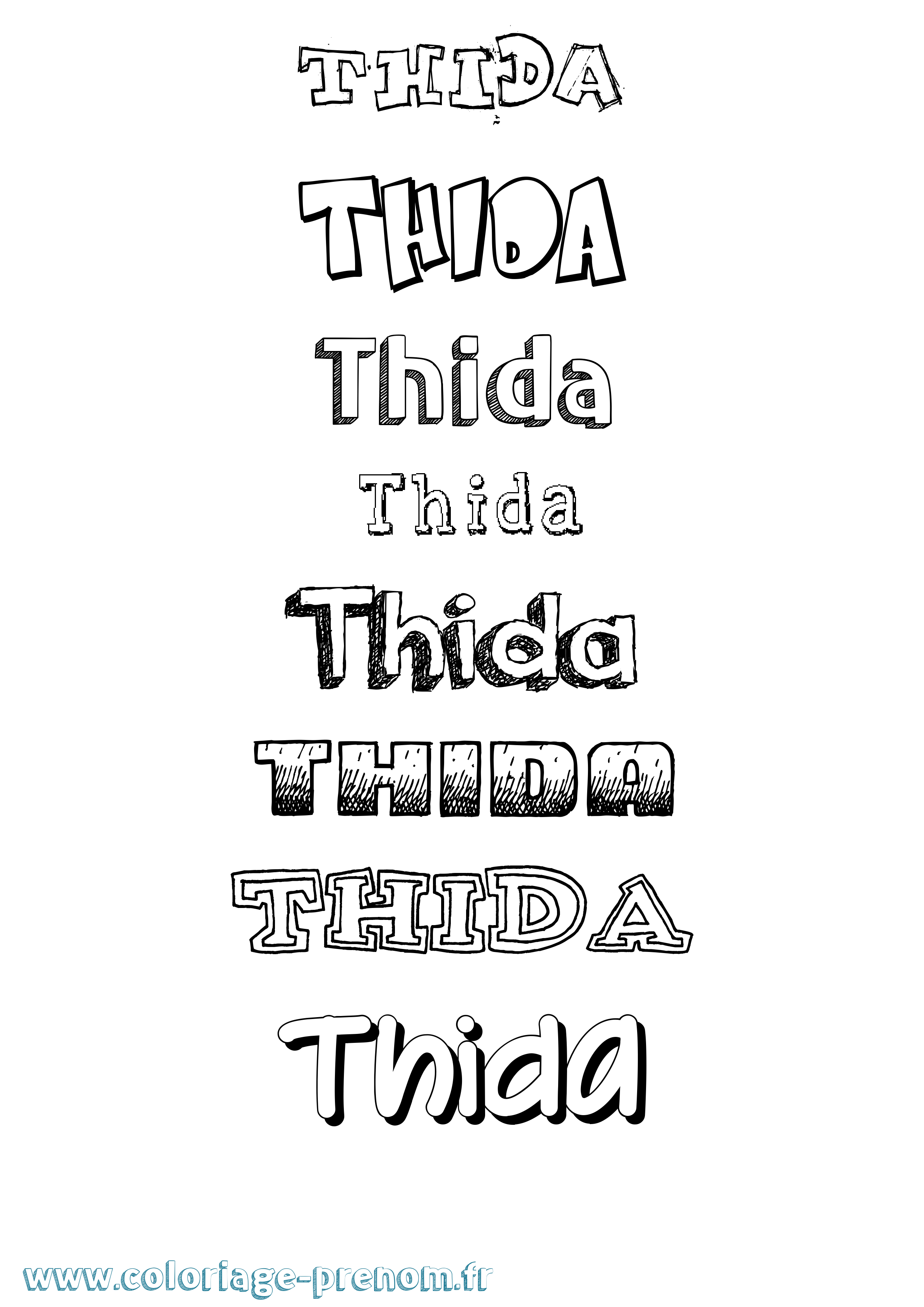 Coloriage Thida Dessiné Coloriage prénom Thida Dessiné