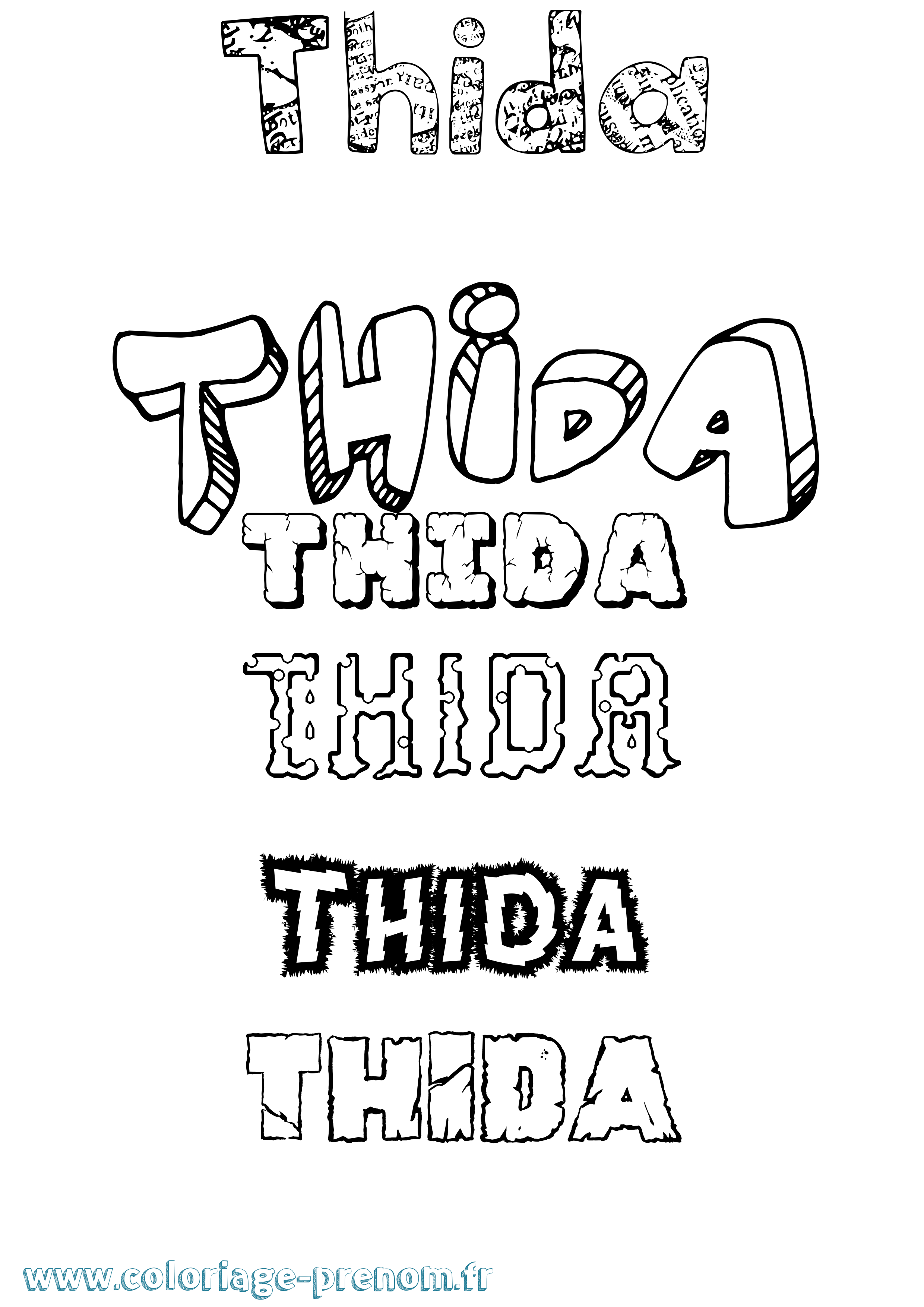 Coloriage Thida Destructuré Coloriage prénom Thida Destructuré
