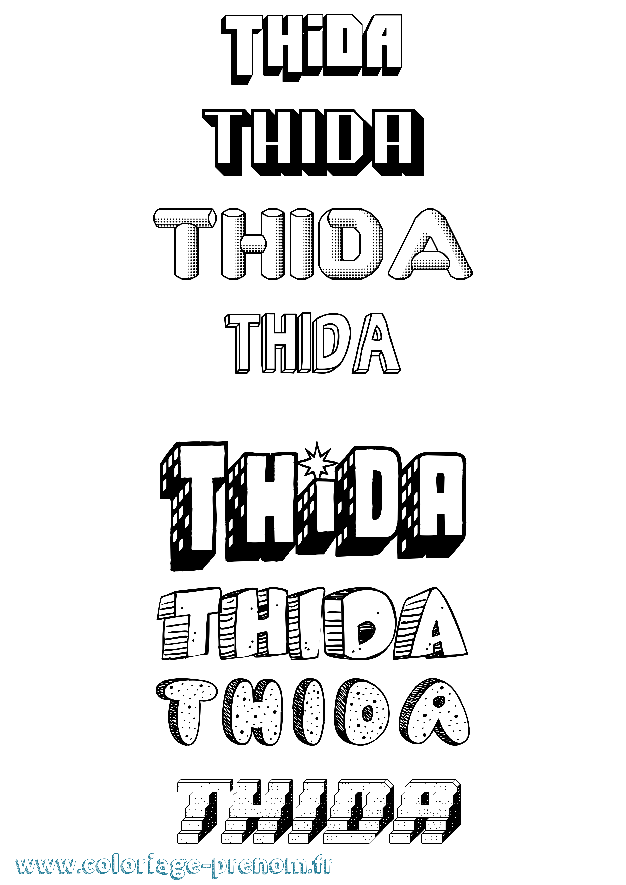 Coloriage Thida Effet 3D Coloriage prénom Thida Effet 3D