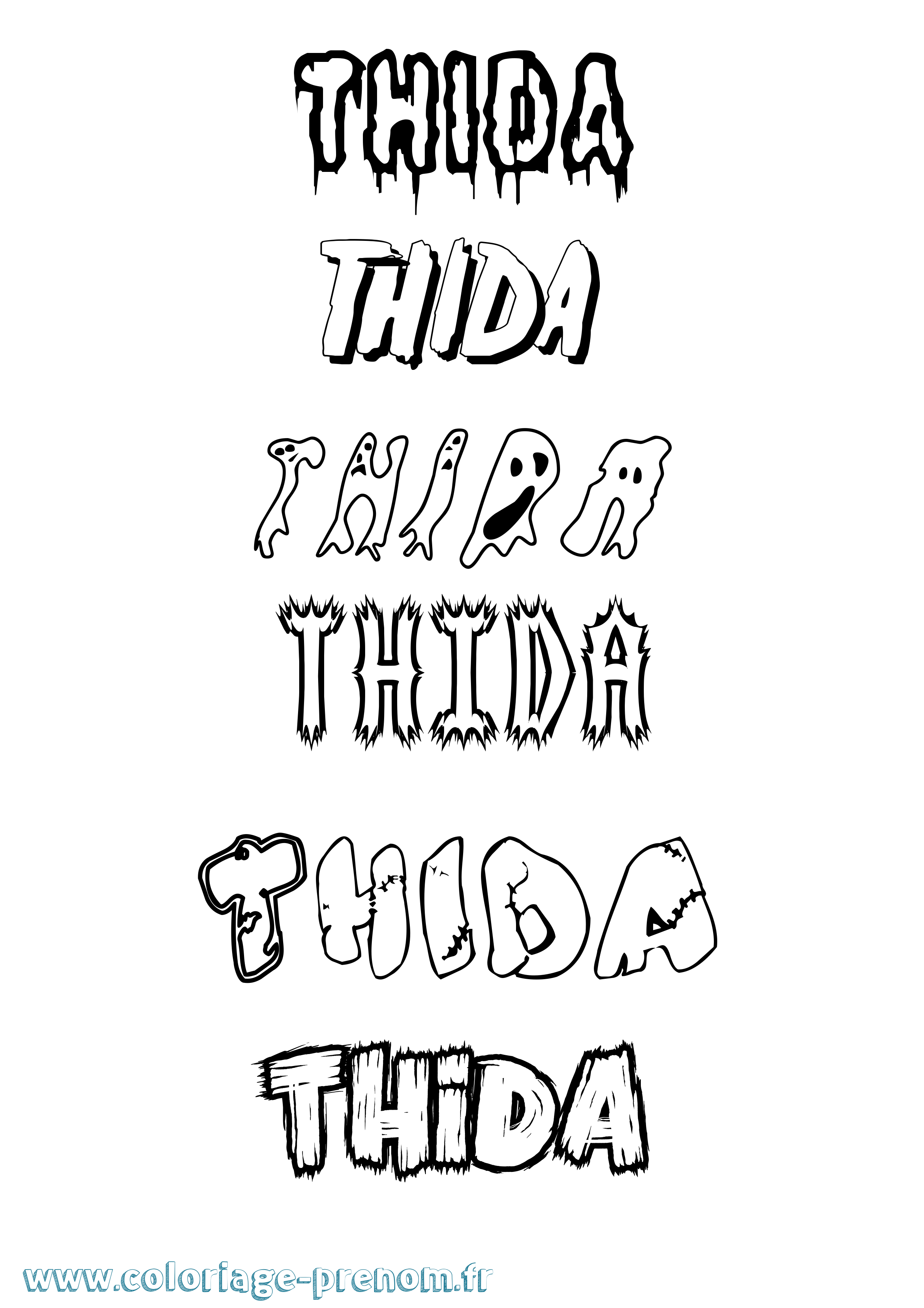 Coloriage Thida Frisson Coloriage prénom Thida Frisson