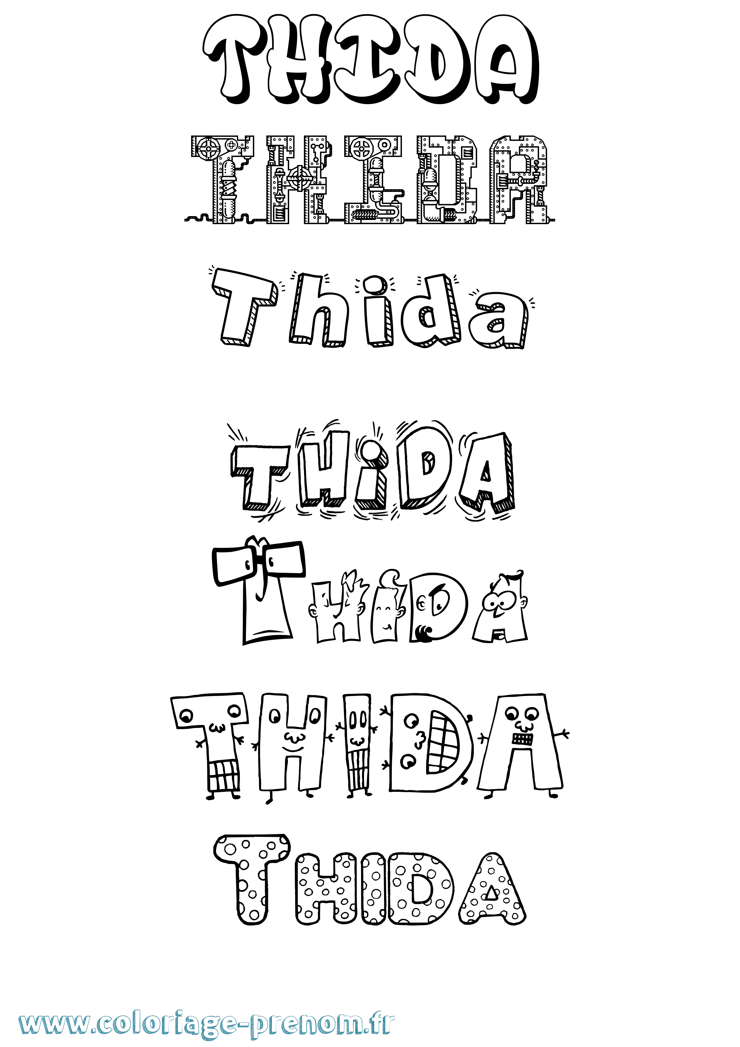 Coloriage Thida Fun Coloriage prénom Thida Fun