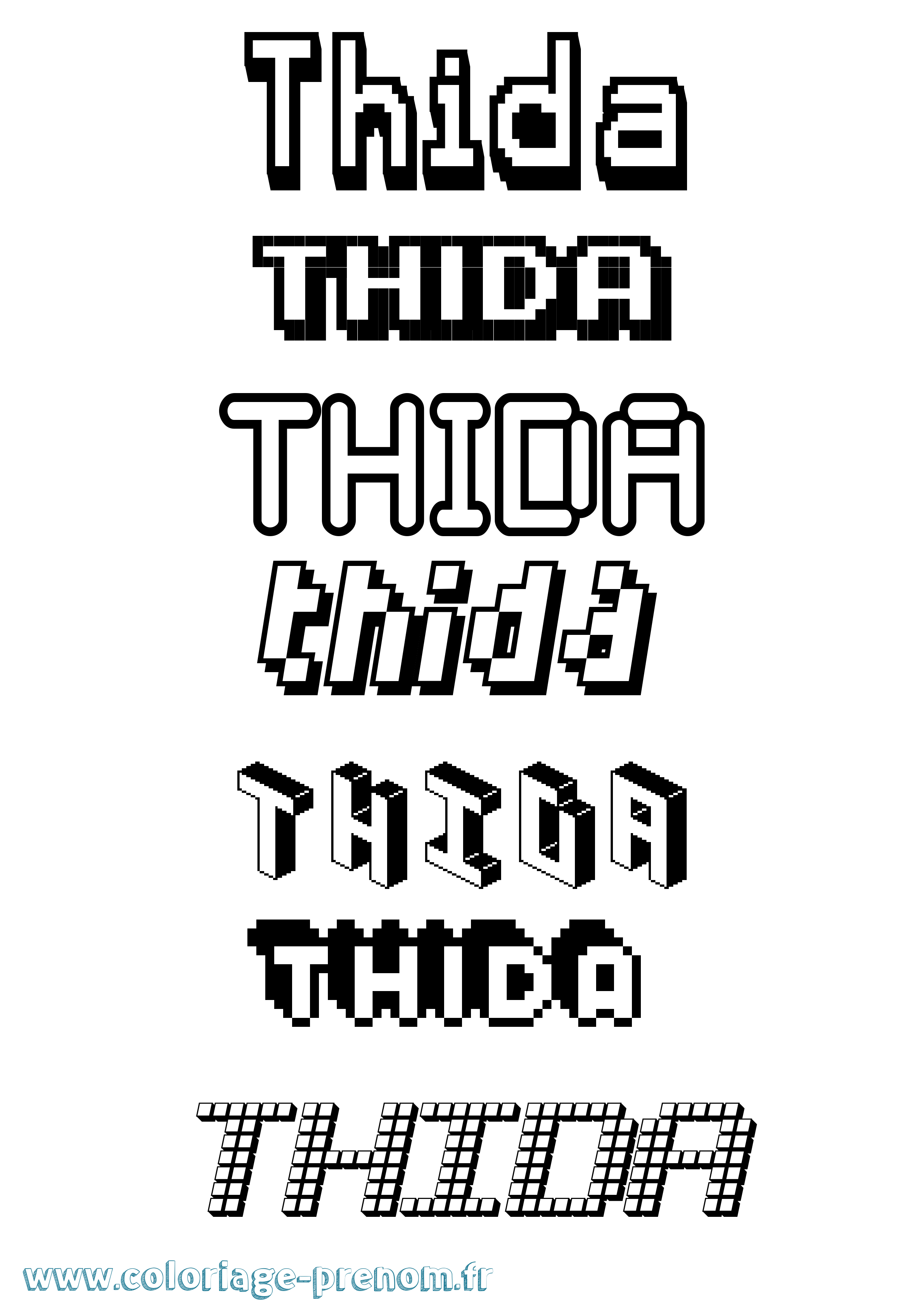 Coloriage Thida Pixel Coloriage prénom Thida Pixel