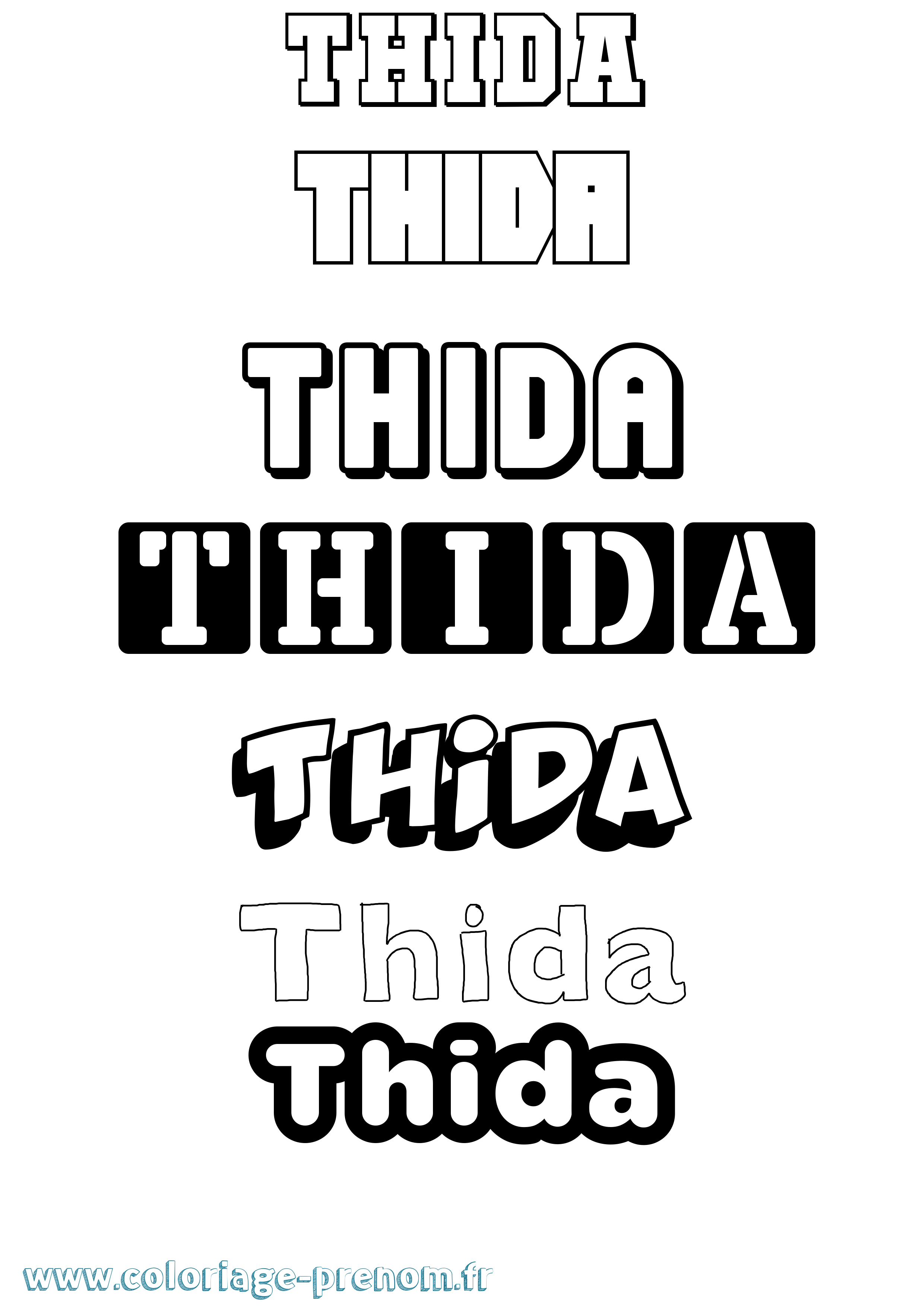 Coloriage Thida Simple Coloriage prénom Thida Simple