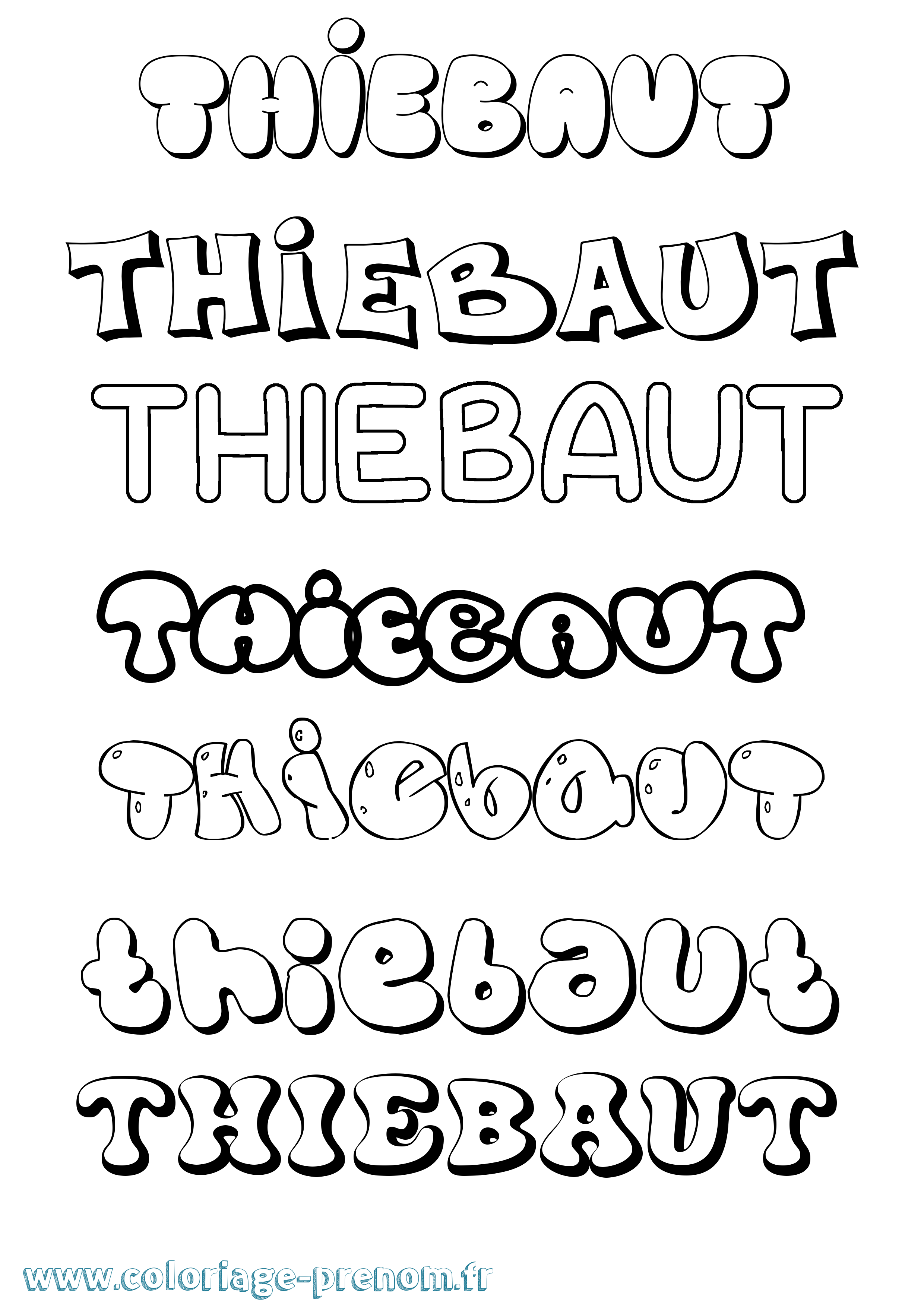 Coloriage Thiebaut Bubble Coloriage prénom Thiebaut Bubble