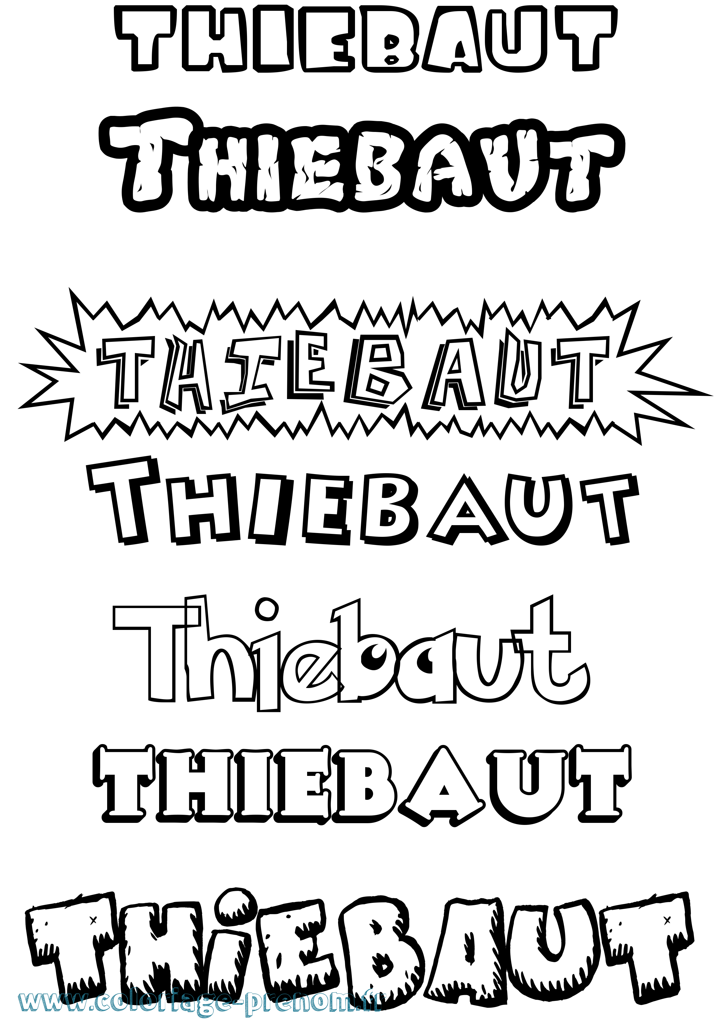 Coloriage Thiebaut Dessin Animé Coloriage prénom Thiebaut Dessin Animé