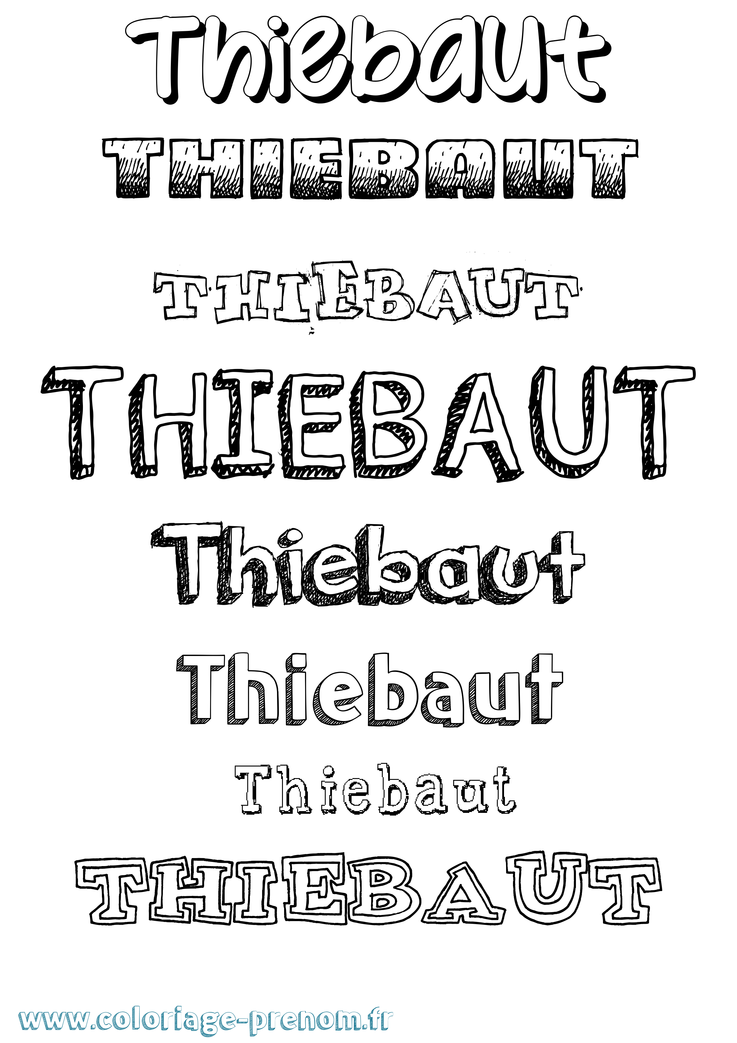 Coloriage Thiebaut Dessiné Coloriage prénom Thiebaut Dessiné