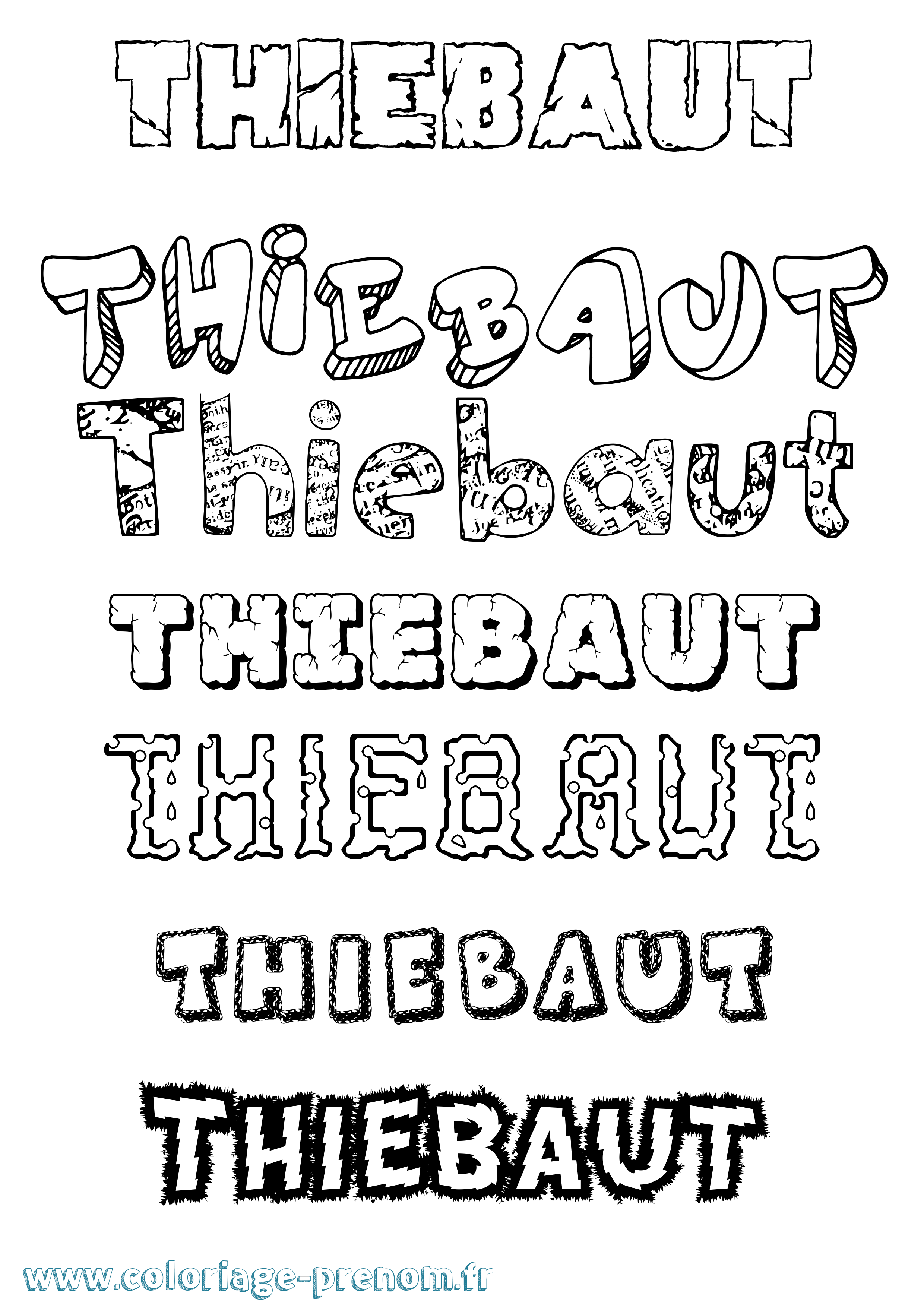 Coloriage Thiebaut Destructuré Coloriage prénom Thiebaut Destructuré