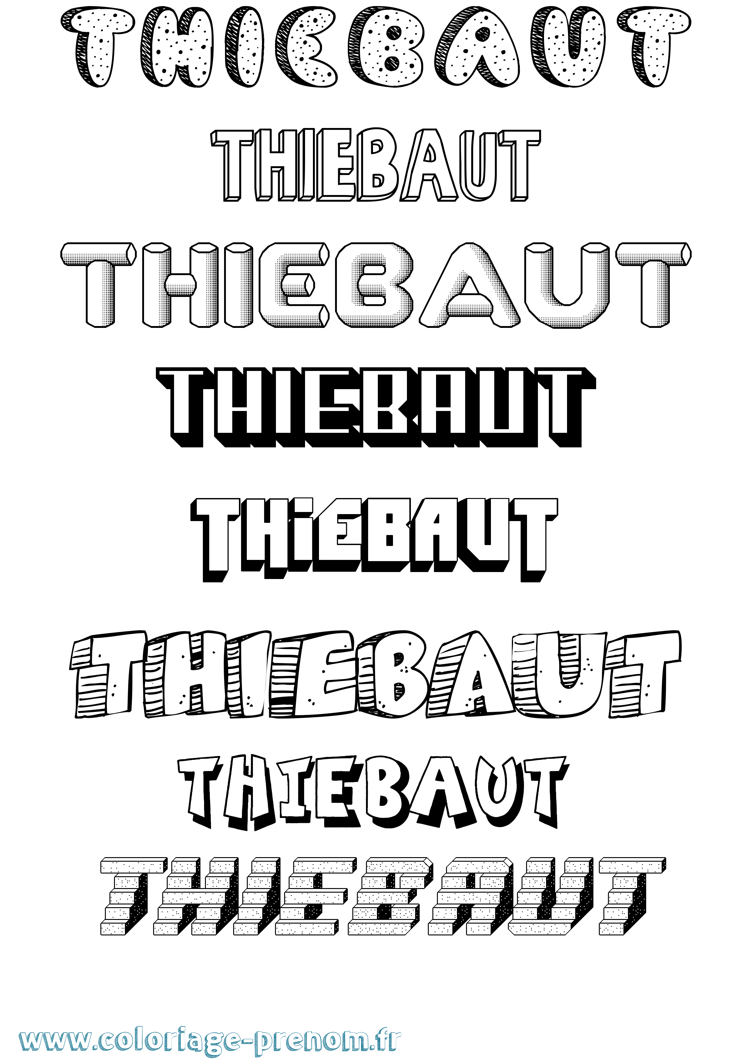 Coloriage Thiebaut Effet 3D Coloriage prénom Thiebaut Effet 3D