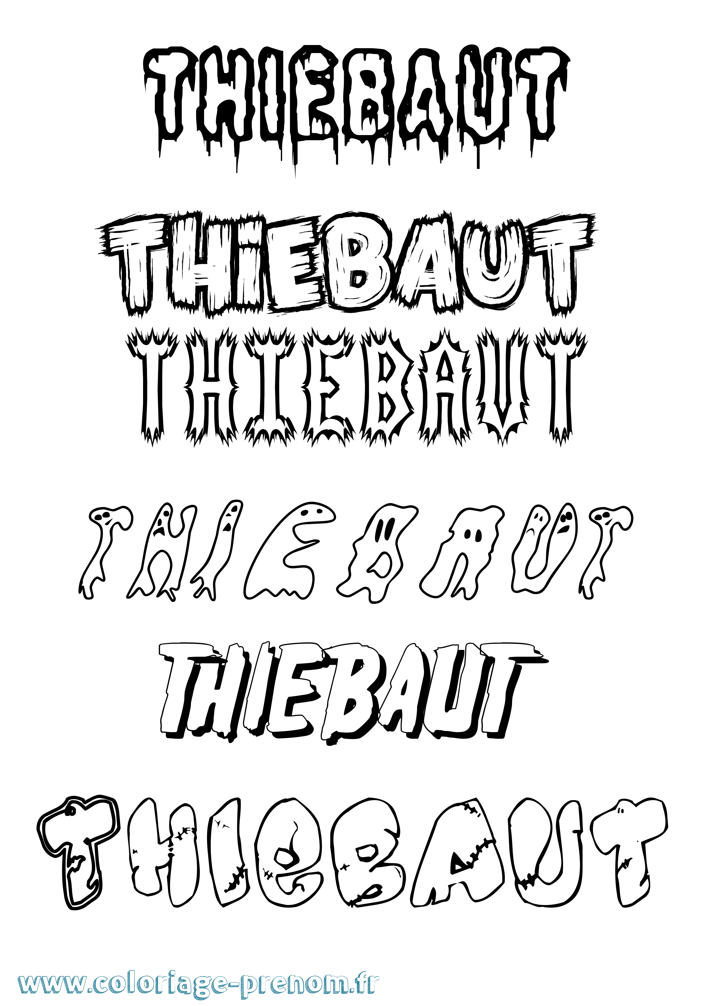 Coloriage Thiebaut Frisson Coloriage prénom Thiebaut Frisson
