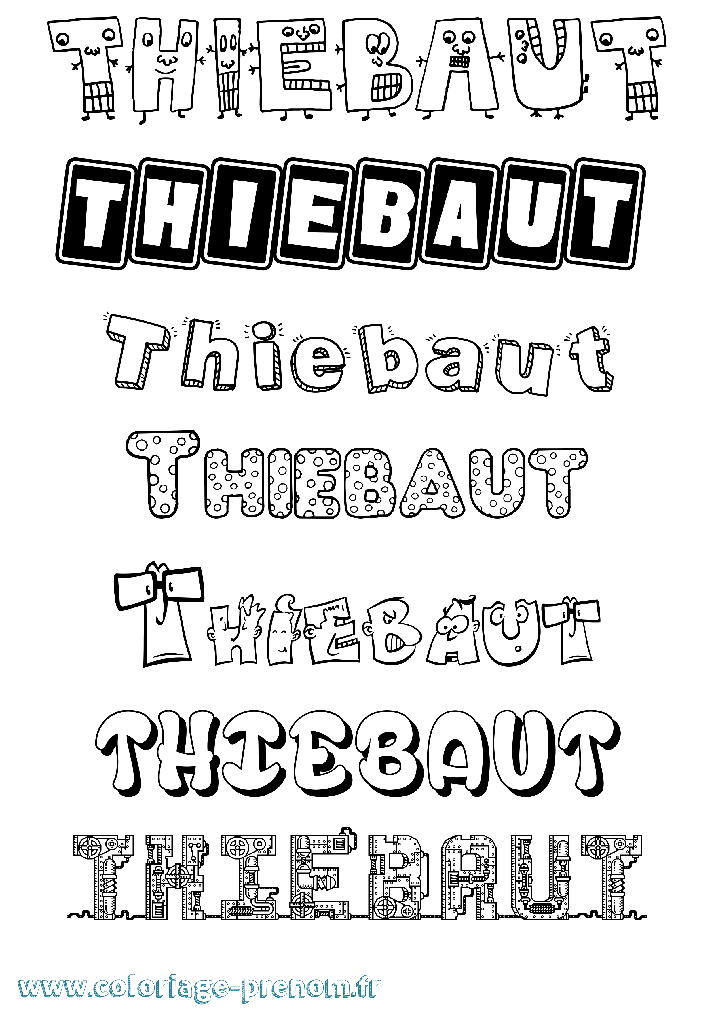 Coloriage Thiebaut Fun Coloriage prénom Thiebaut Fun