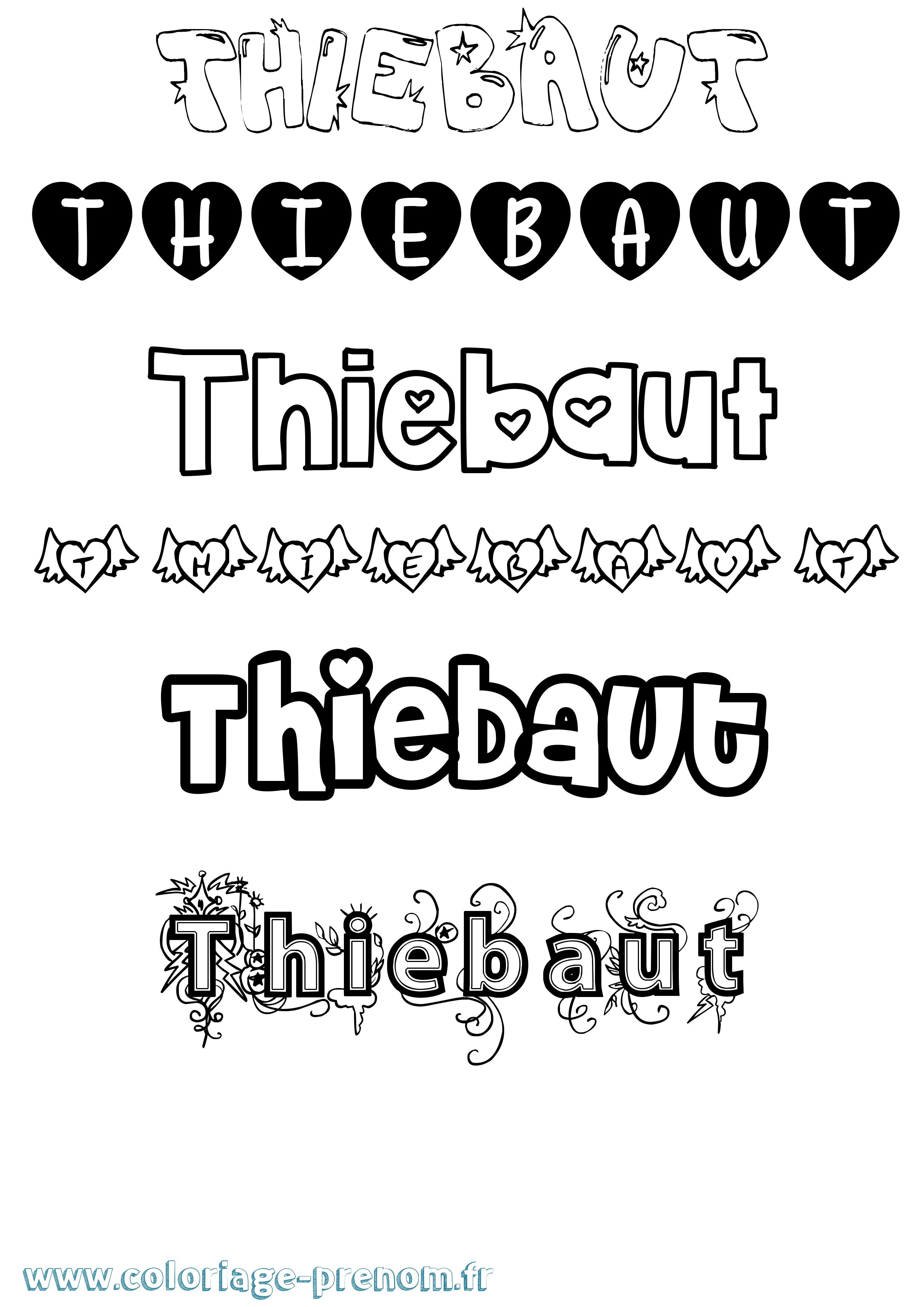 Coloriage Thiebaut Girly Coloriage prénom Thiebaut Girly