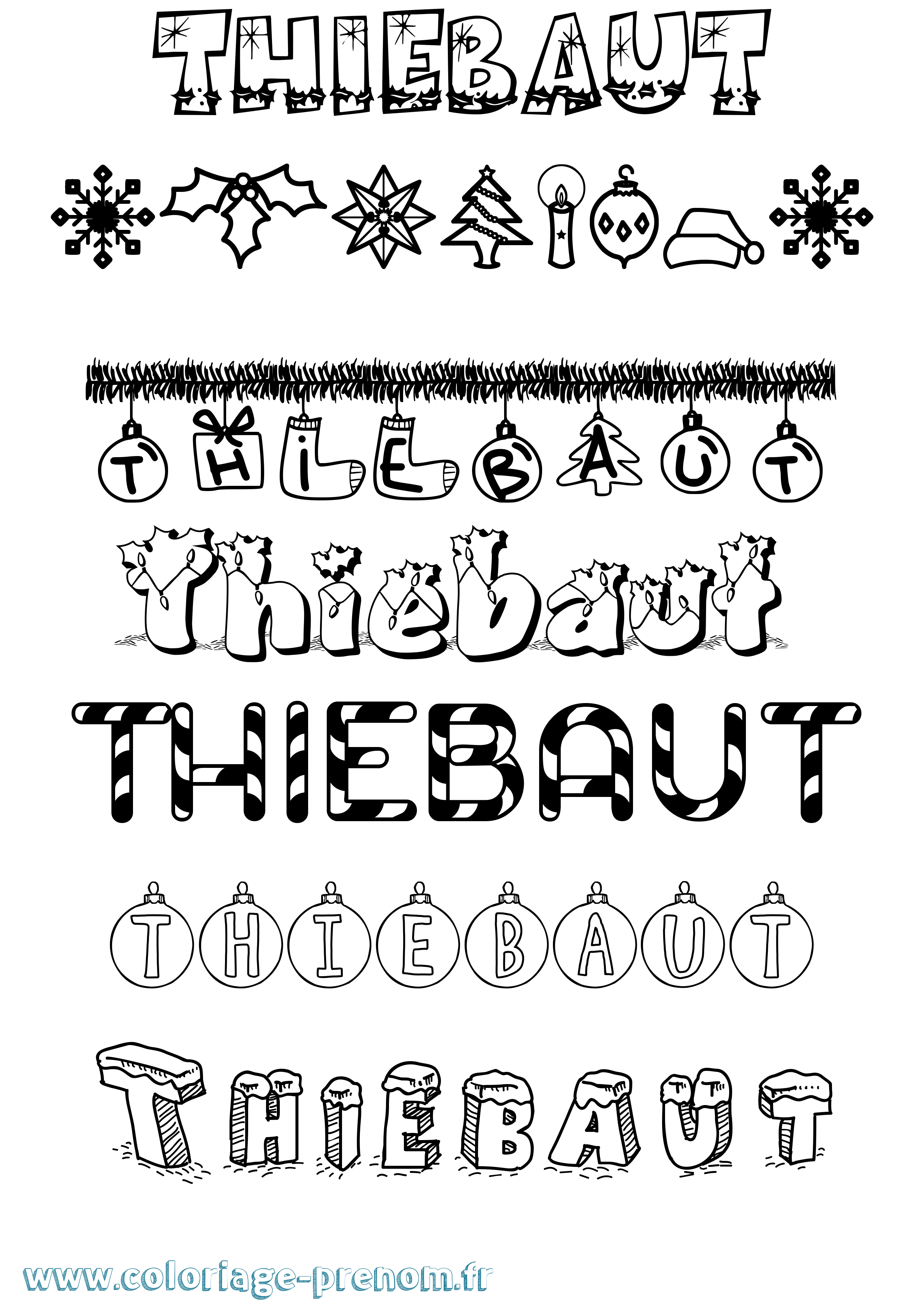 Coloriage Thiebaut Noël Coloriage prénom Thiebaut Noël