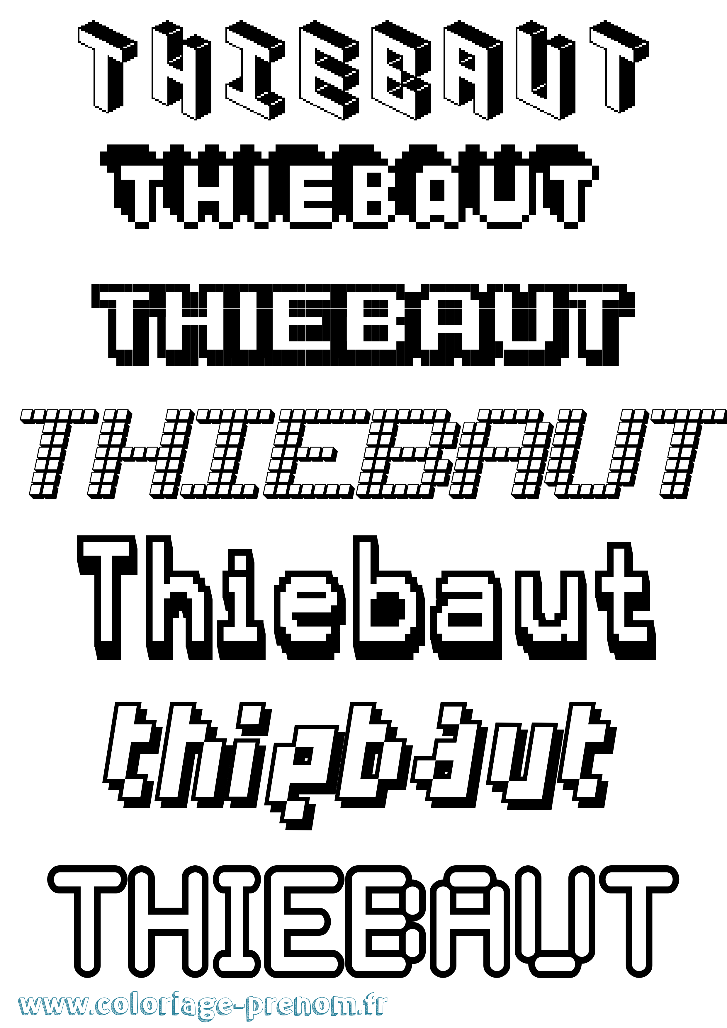 Coloriage Thiebaut Pixel Coloriage prénom Thiebaut Pixel