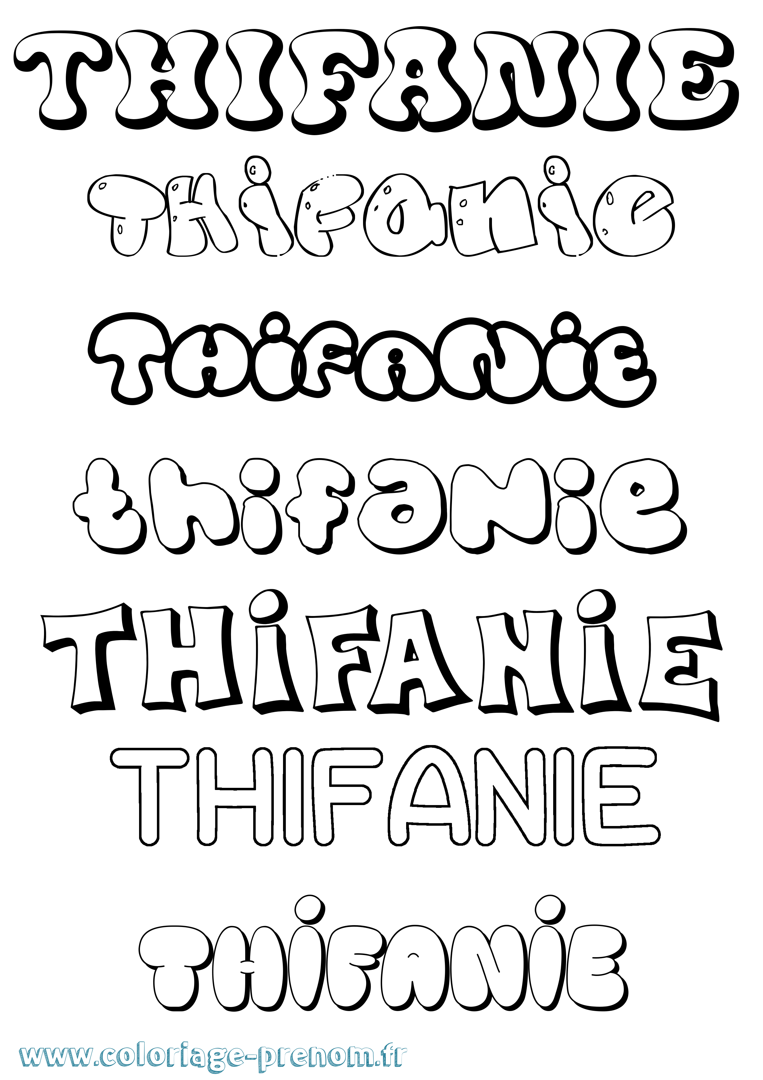 Coloriage Thifanie Bubble Coloriage prénom Thifanie Bubble