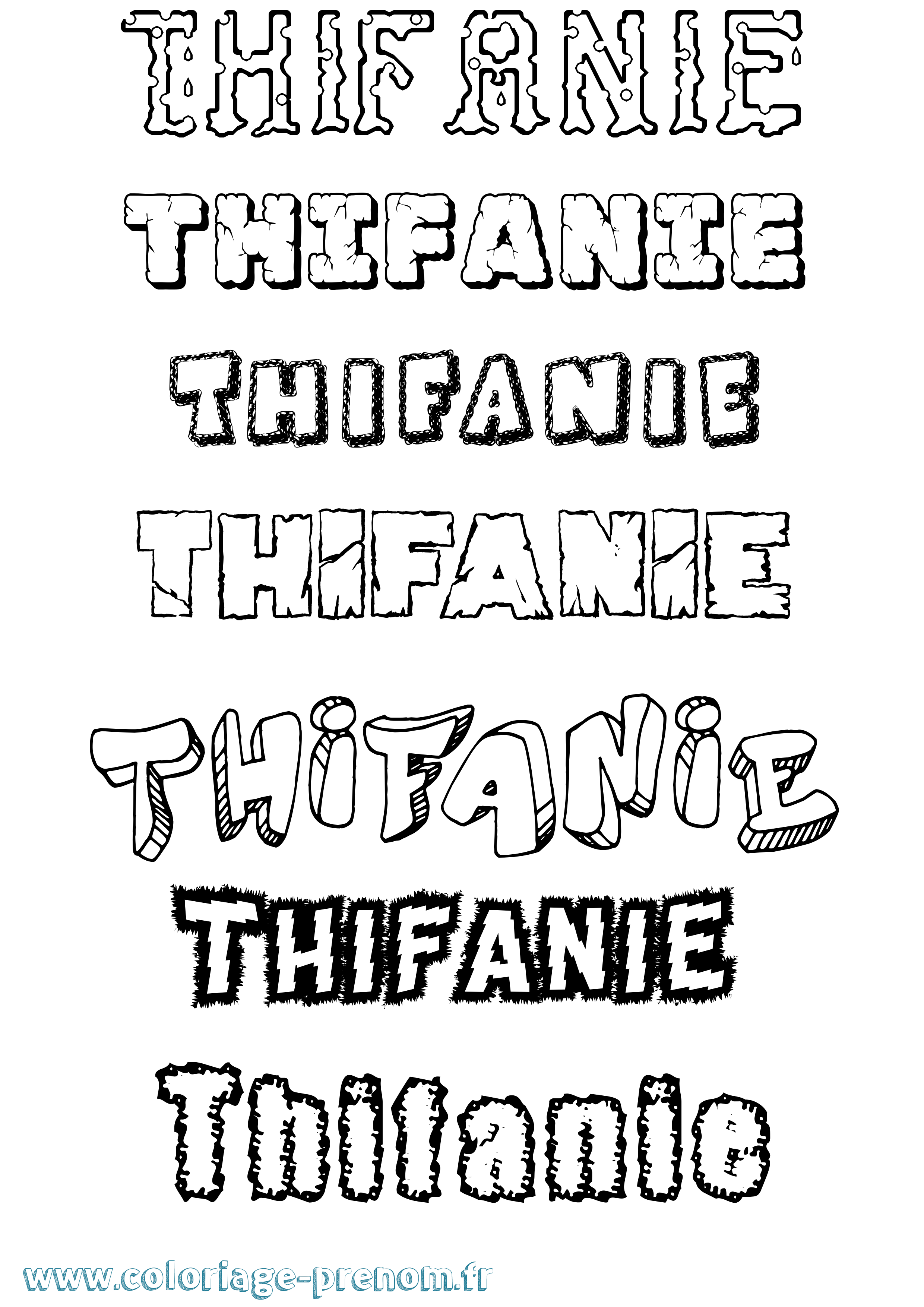 Coloriage Thifanie Destructuré Coloriage prénom Thifanie Destructuré