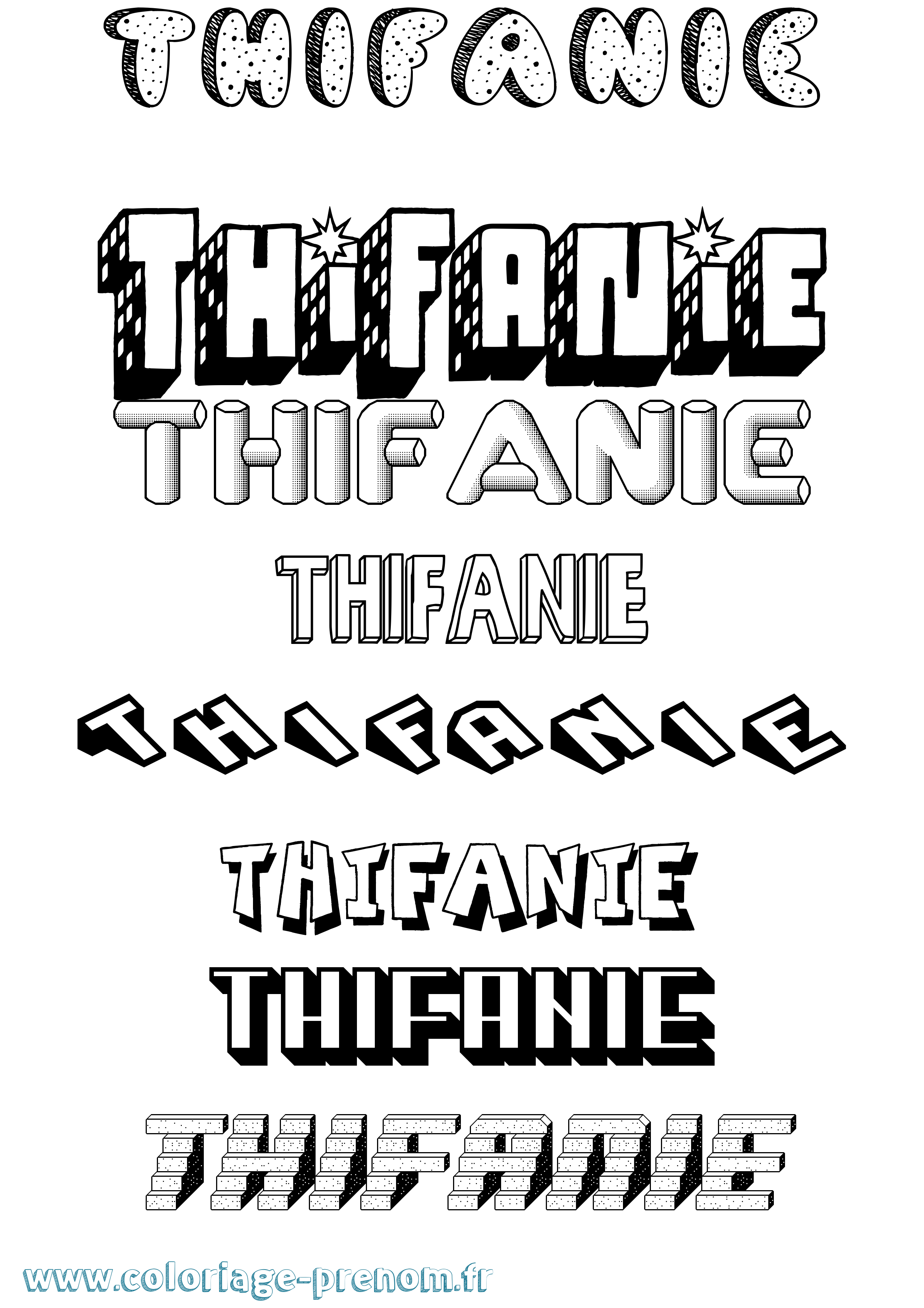 Coloriage Thifanie Effet 3D Coloriage prénom Thifanie Effet 3D