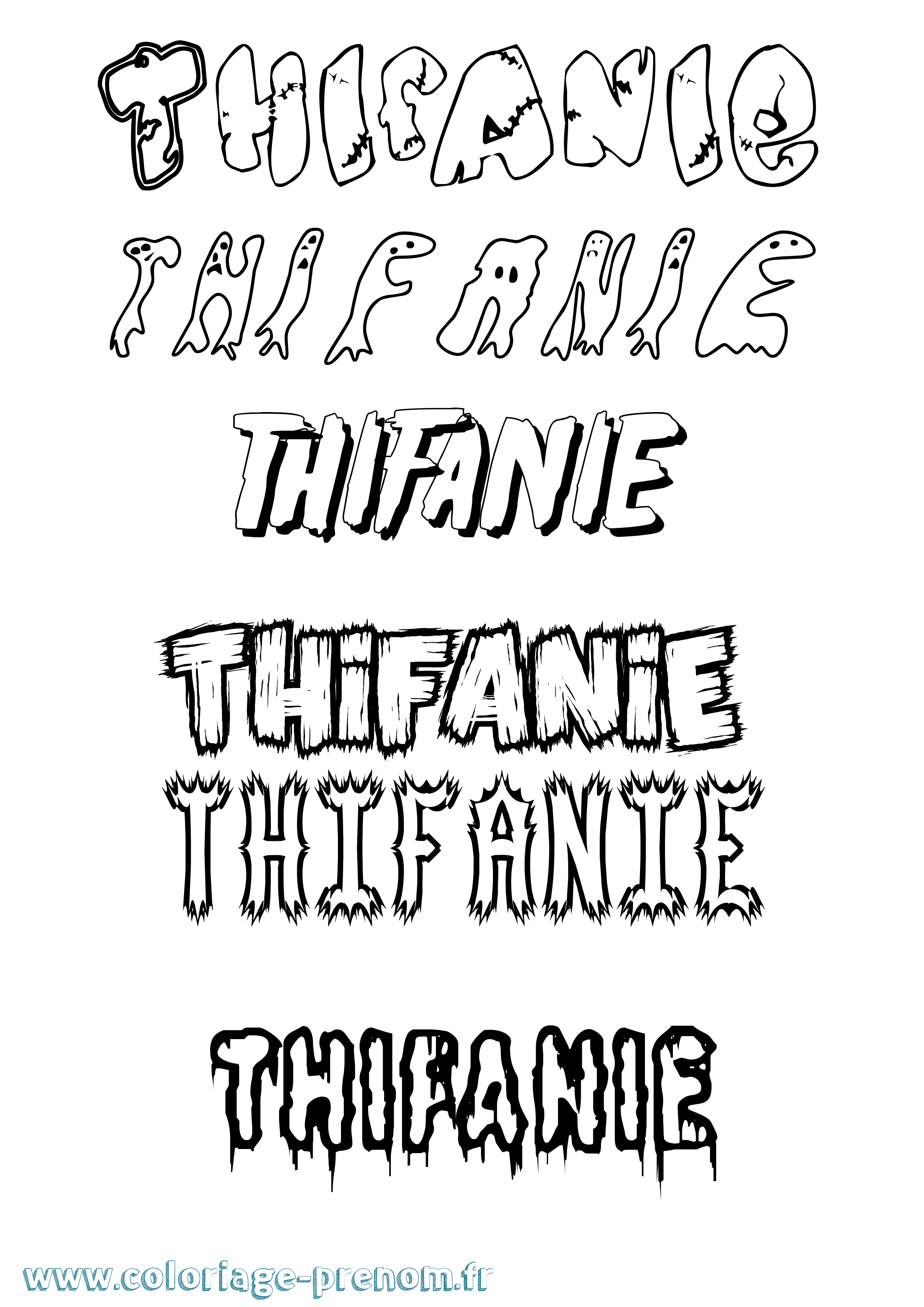 Coloriage Thifanie Frisson Coloriage prénom Thifanie Frisson