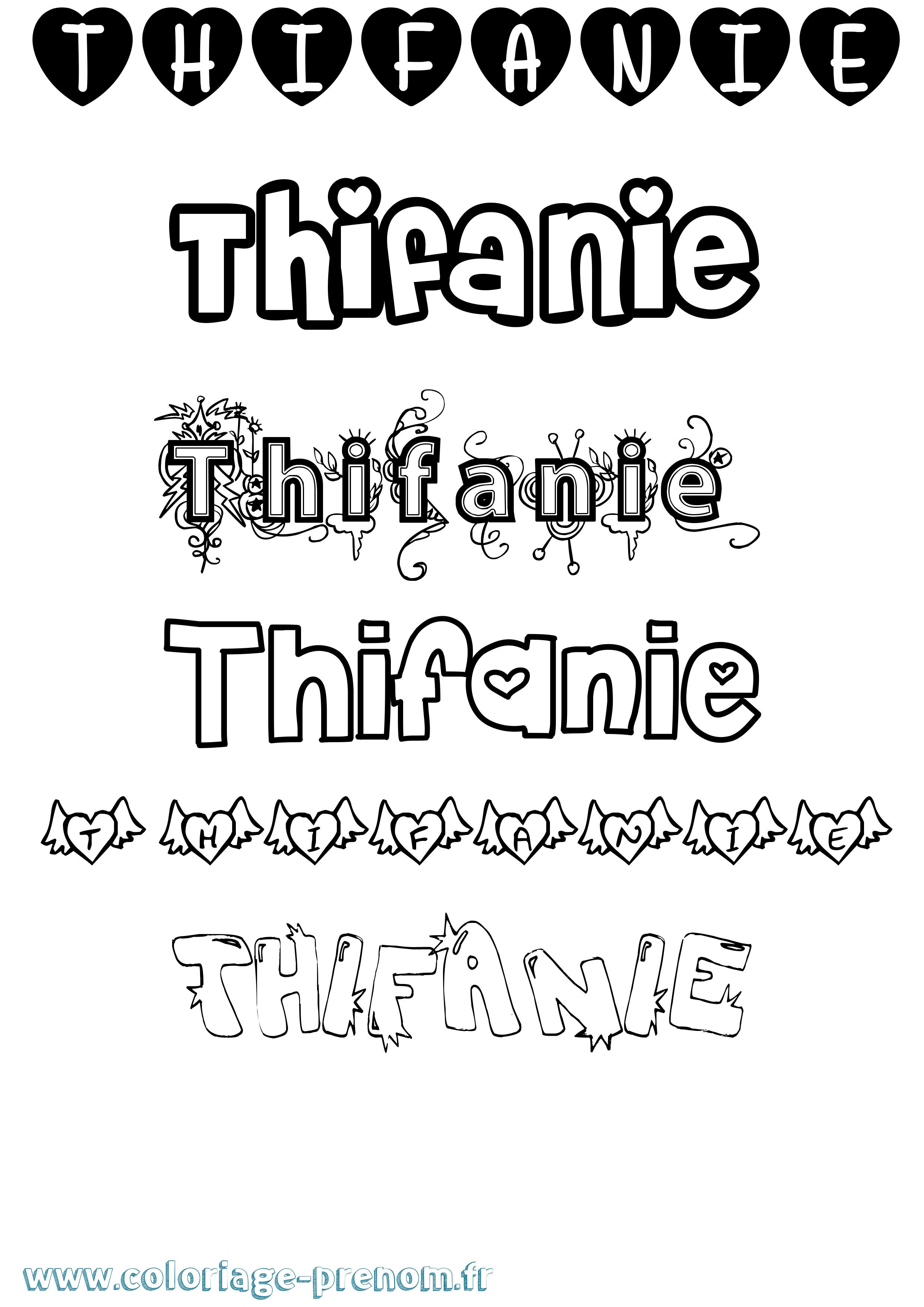 Coloriage Thifanie Girly Coloriage prénom Thifanie Girly