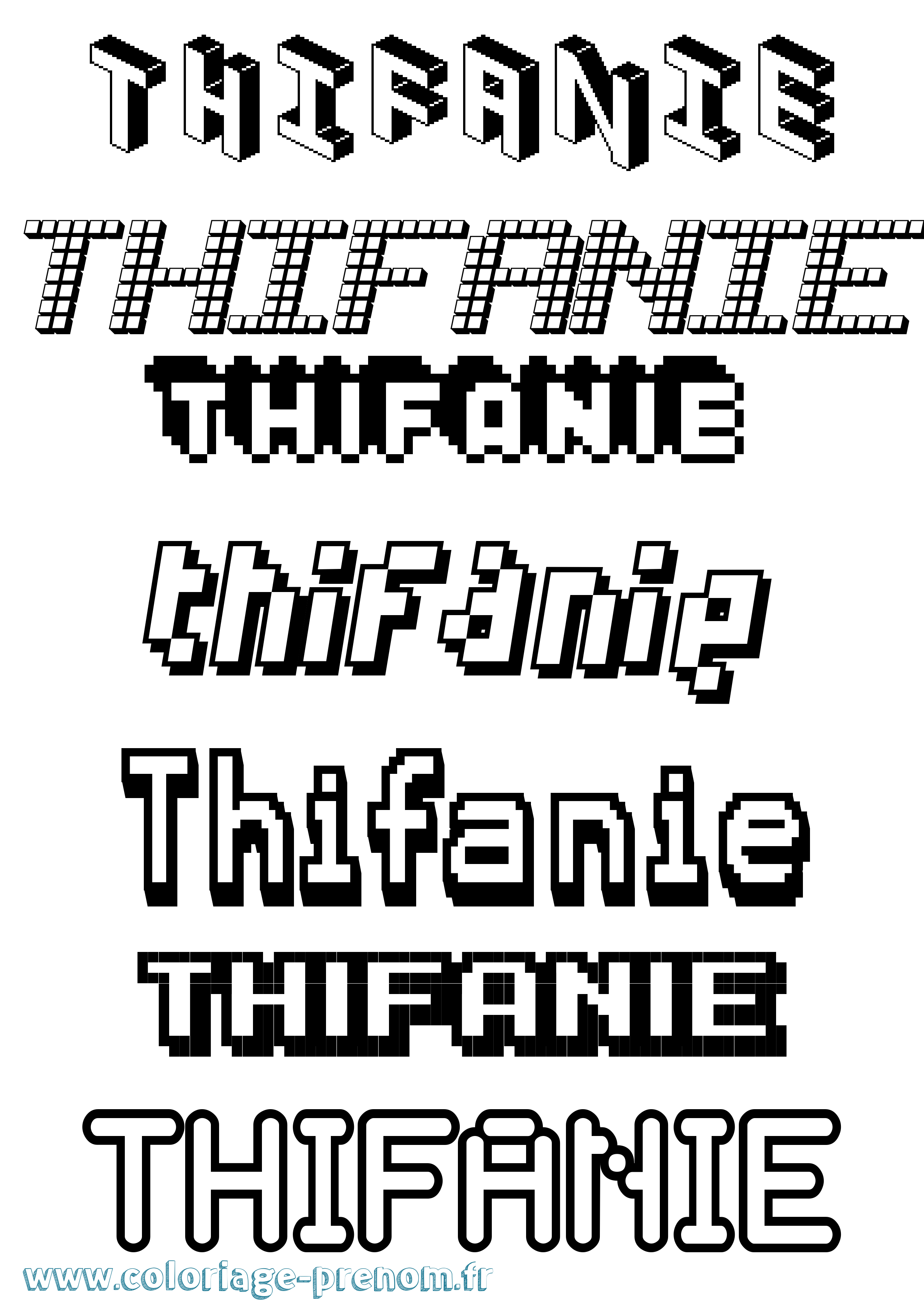 Coloriage Thifanie Pixel Coloriage prénom Thifanie Pixel