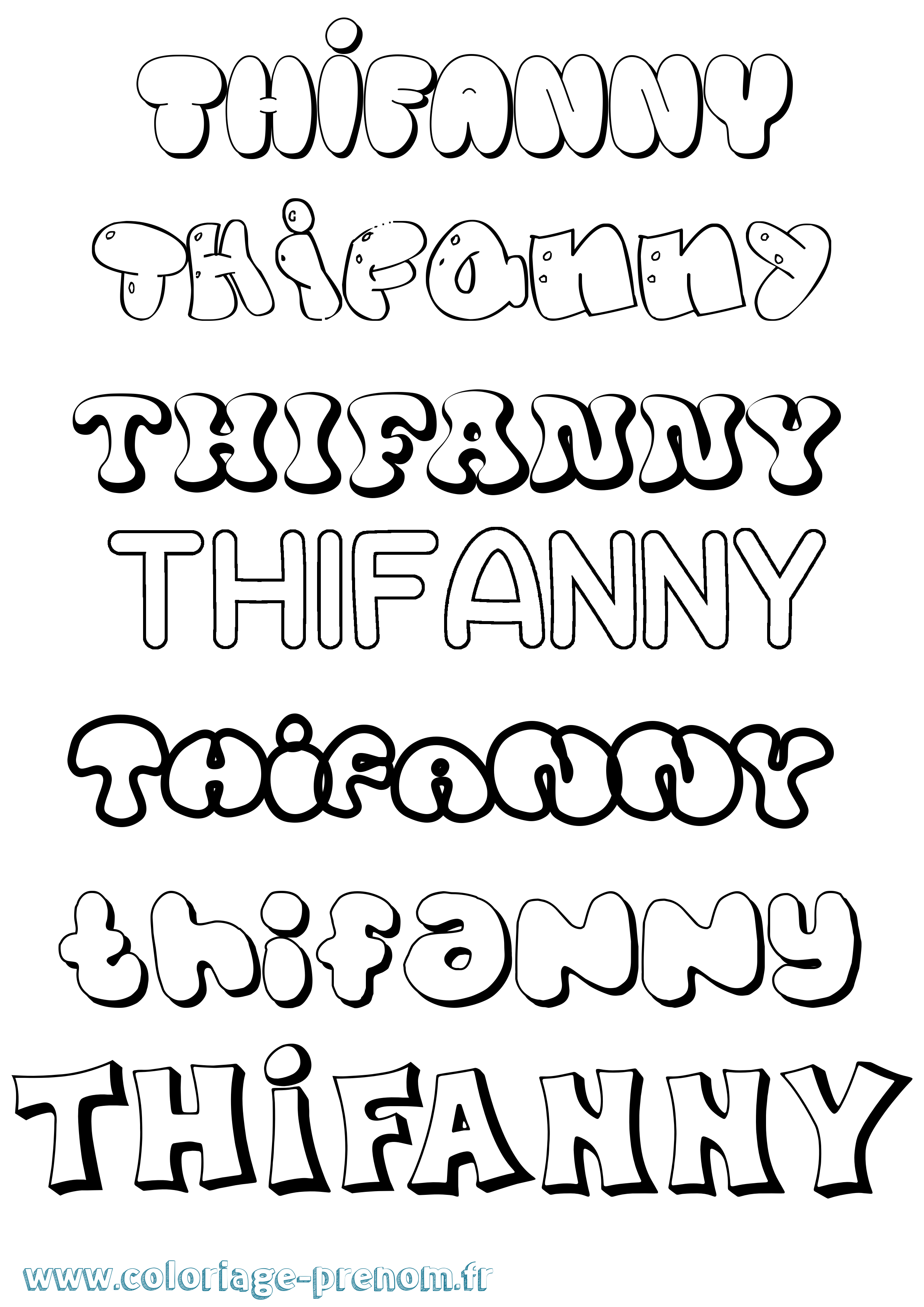 Coloriage Thifanny Bubble Coloriage prénom Thifanny Bubble