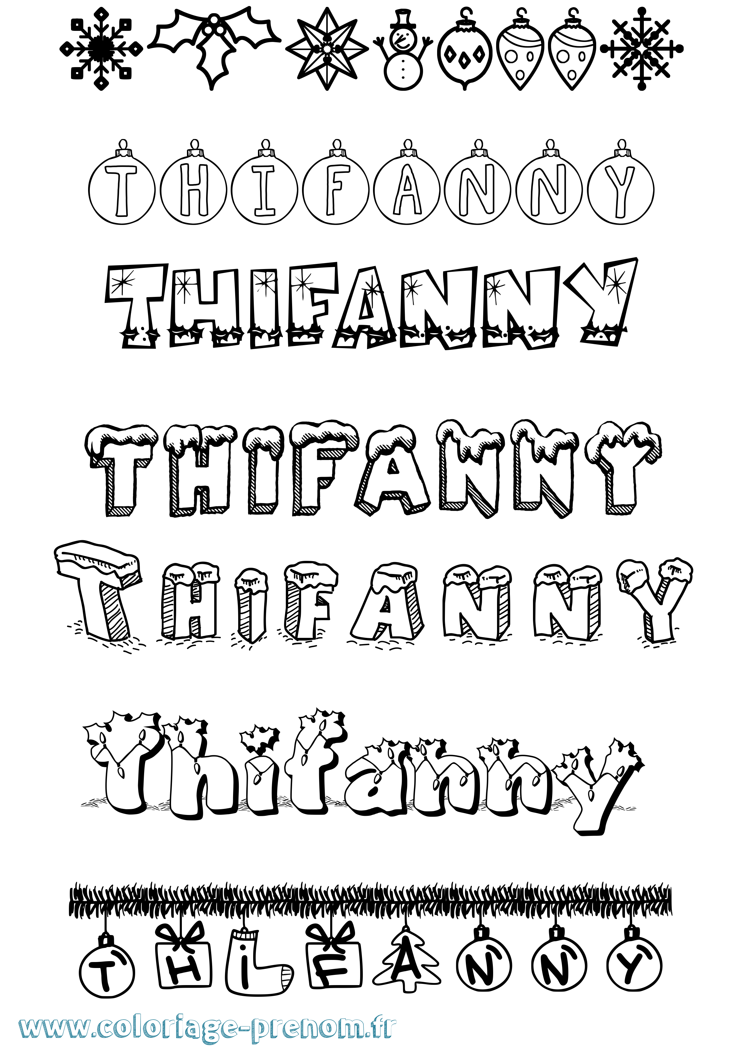 Coloriage Thifanny Noël Coloriage prénom Thifanny Noël