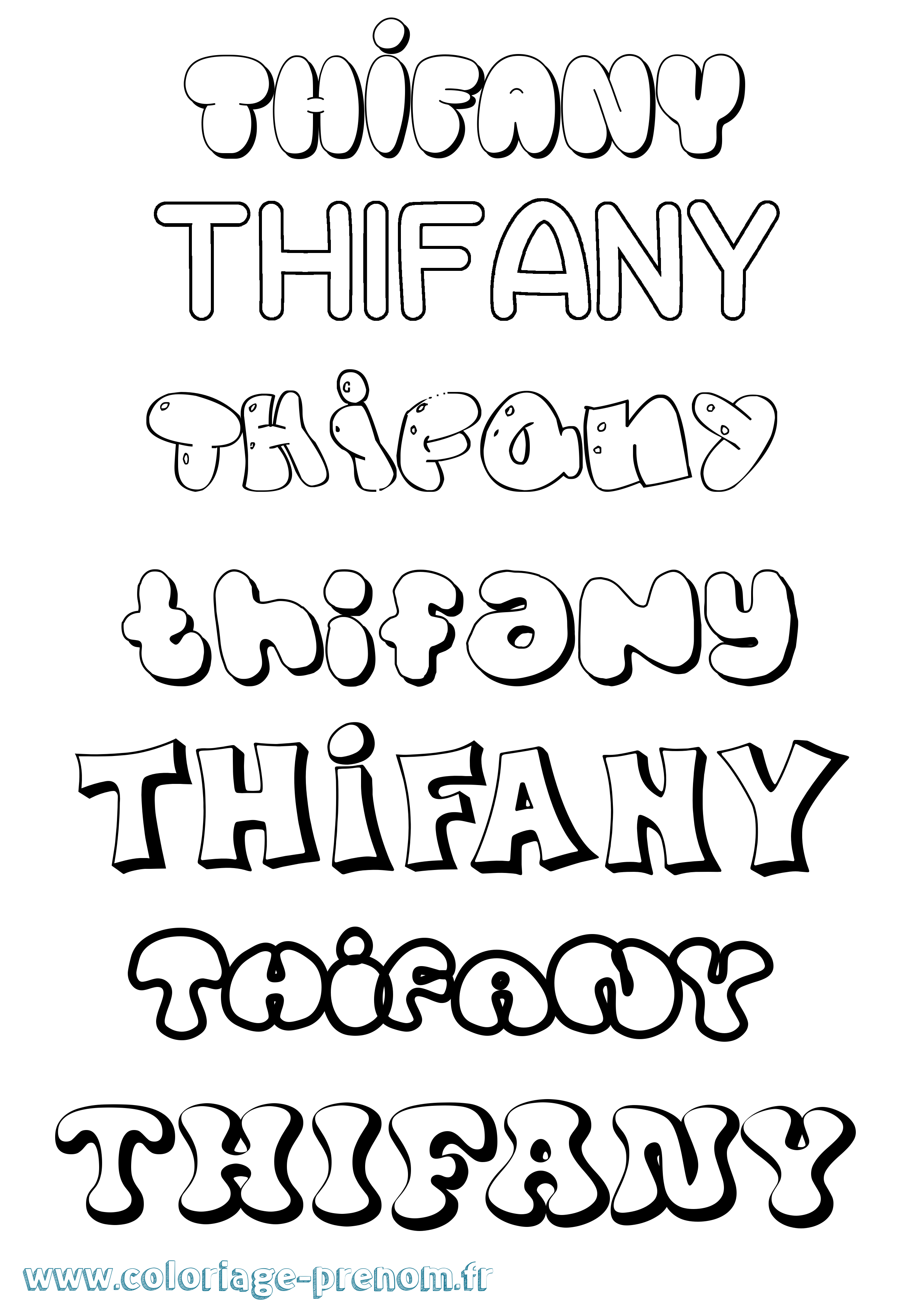 Coloriage Thifany Bubble Coloriage prénom Thifany Bubble