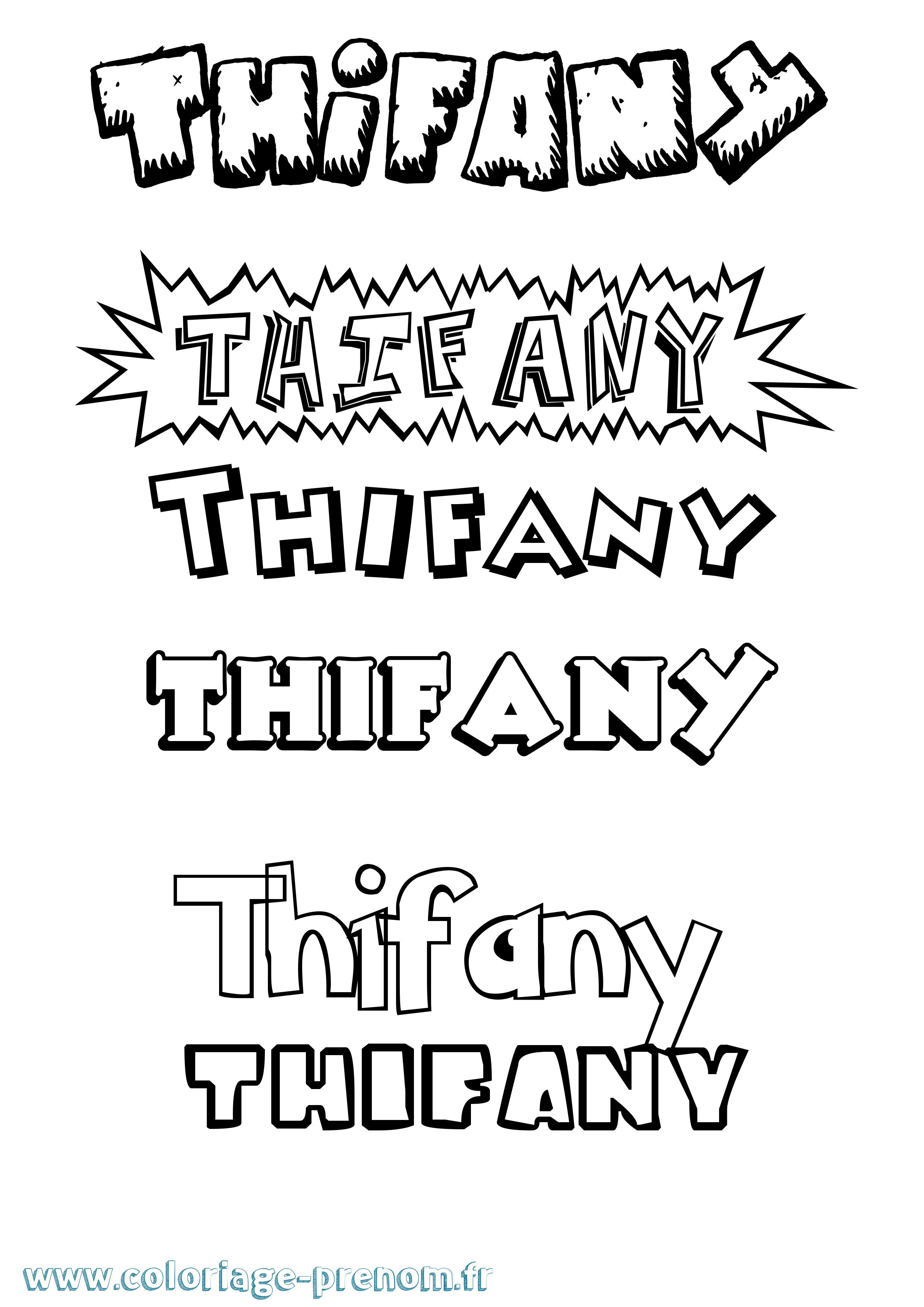 Coloriage Thifany Dessin Animé Coloriage prénom Thifany Dessin Animé
