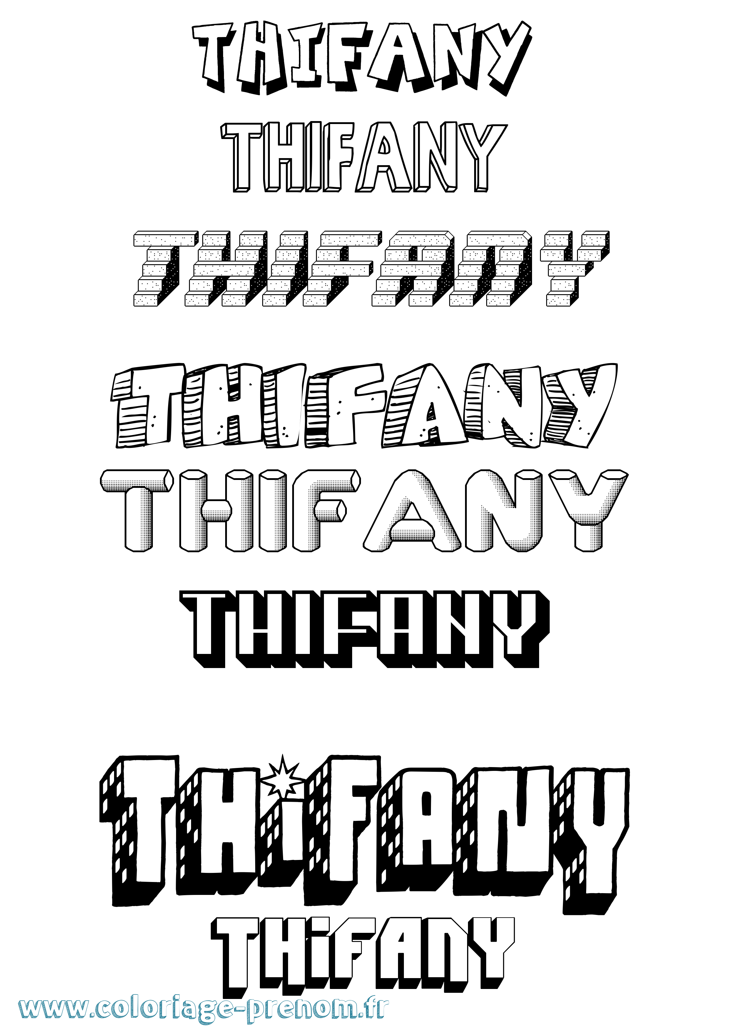 Coloriage Thifany Effet 3D Coloriage prénom Thifany Effet 3D