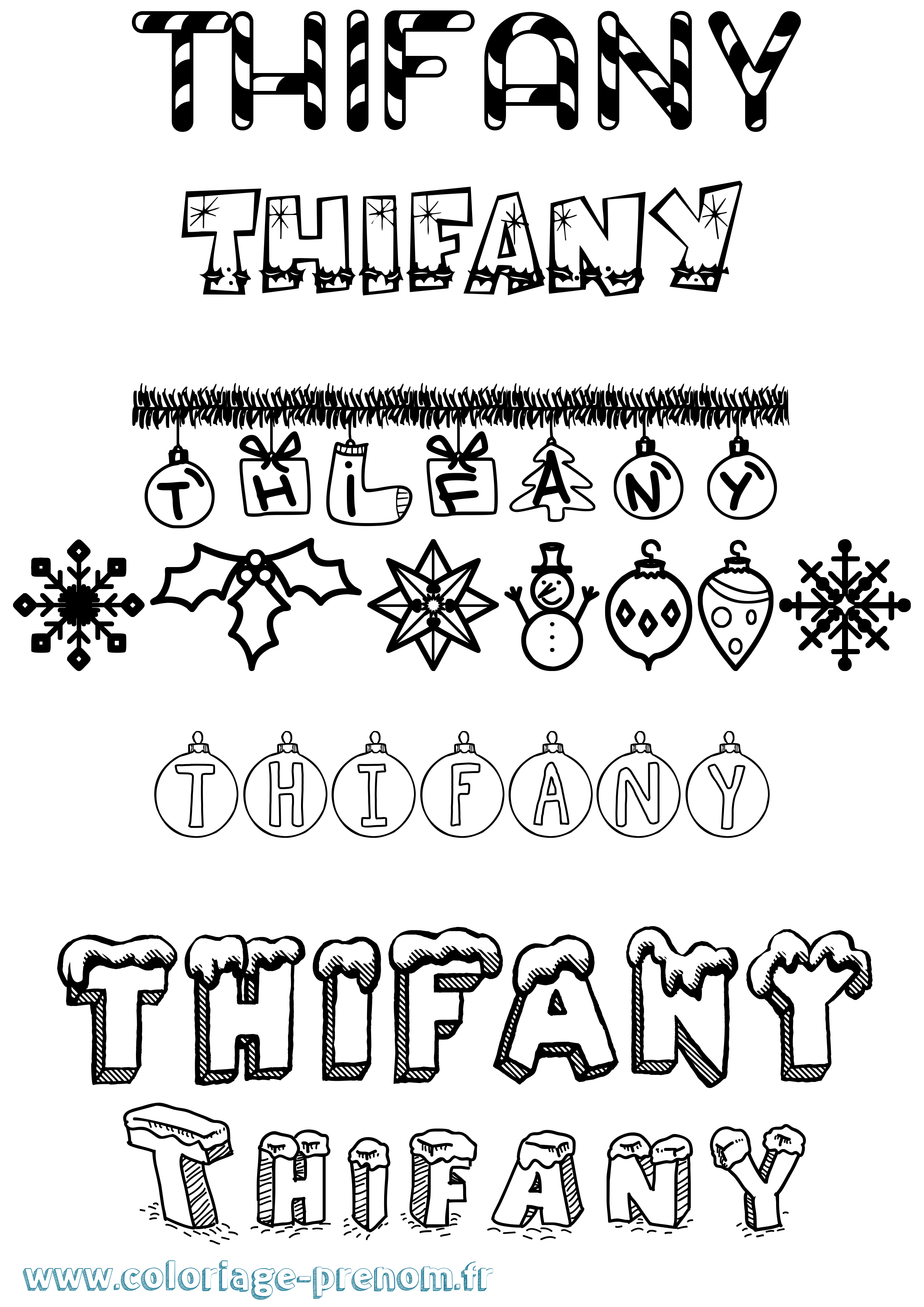 Coloriage Thifany Noël Coloriage prénom Thifany Noël