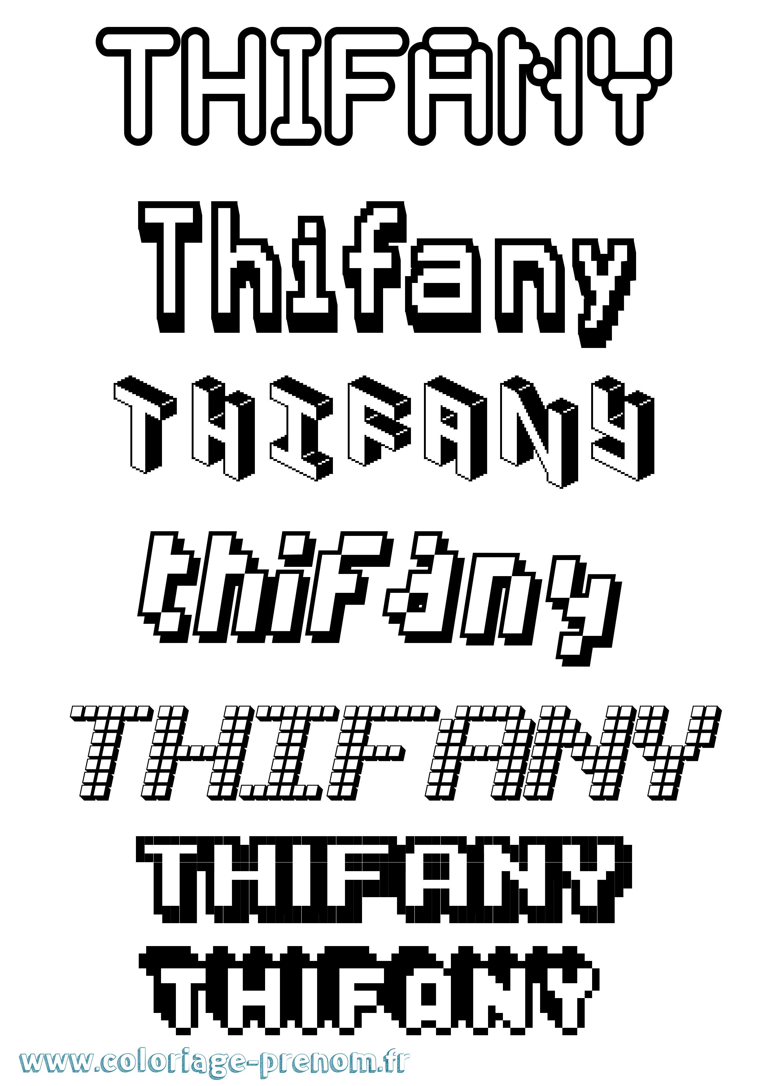 Coloriage Thifany Pixel Coloriage prénom Thifany Pixel