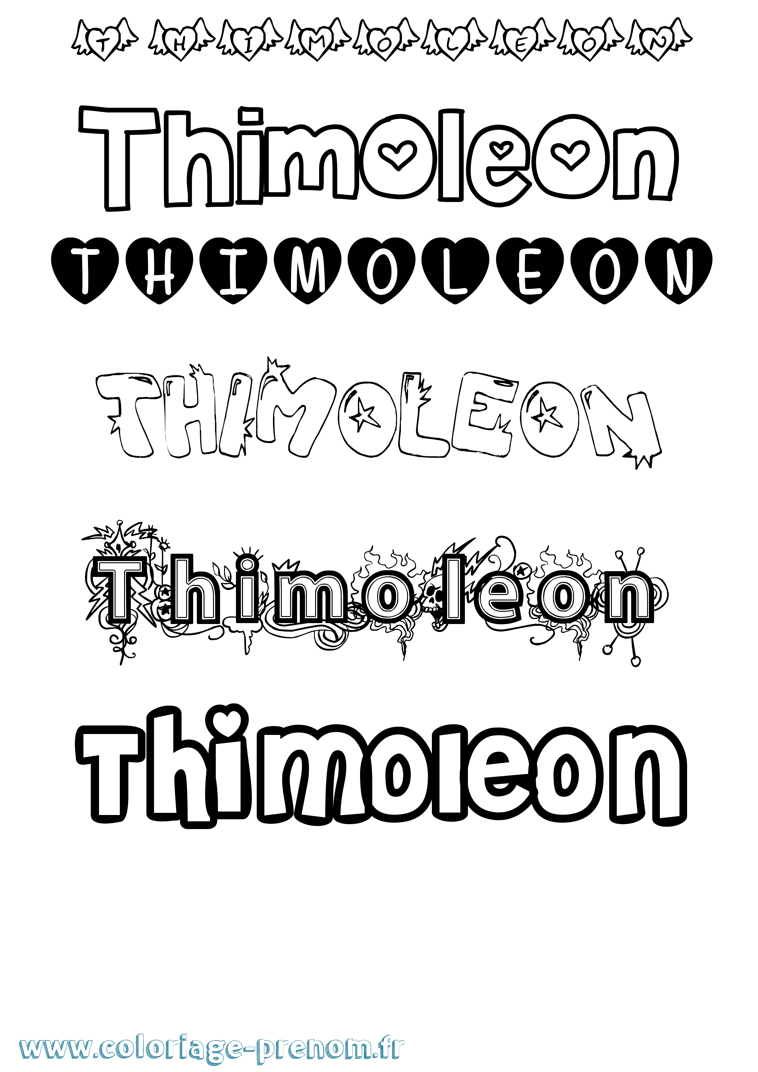 Coloriage Thimoleon Girly Coloriage prénom Thimoleon Girly
