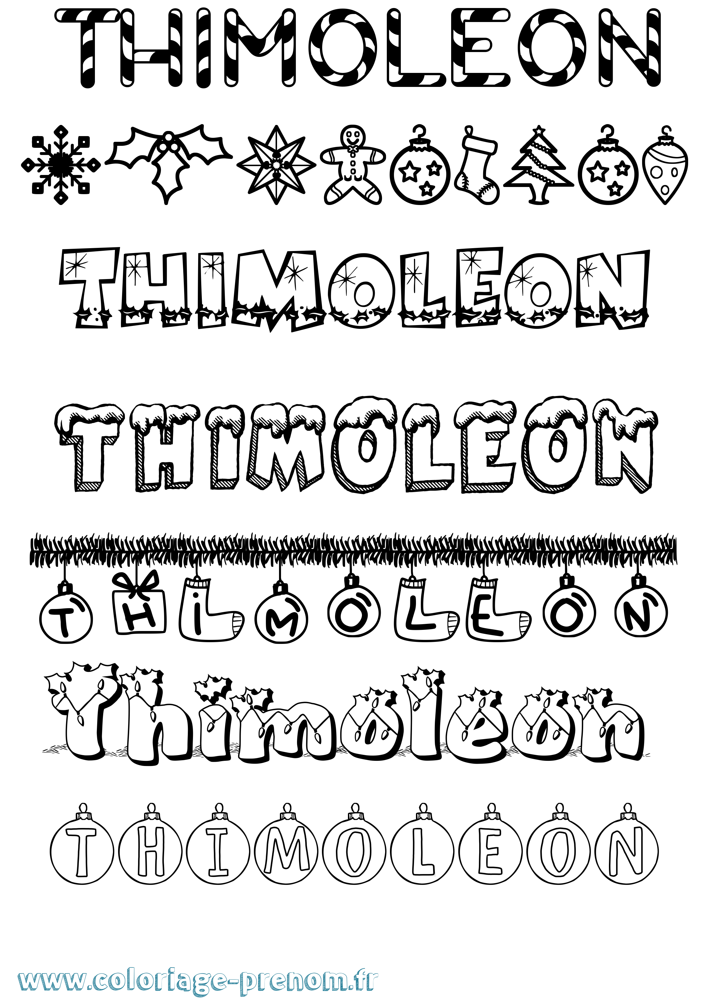 Coloriage Thimoleon Noël Coloriage prénom Thimoleon Noël