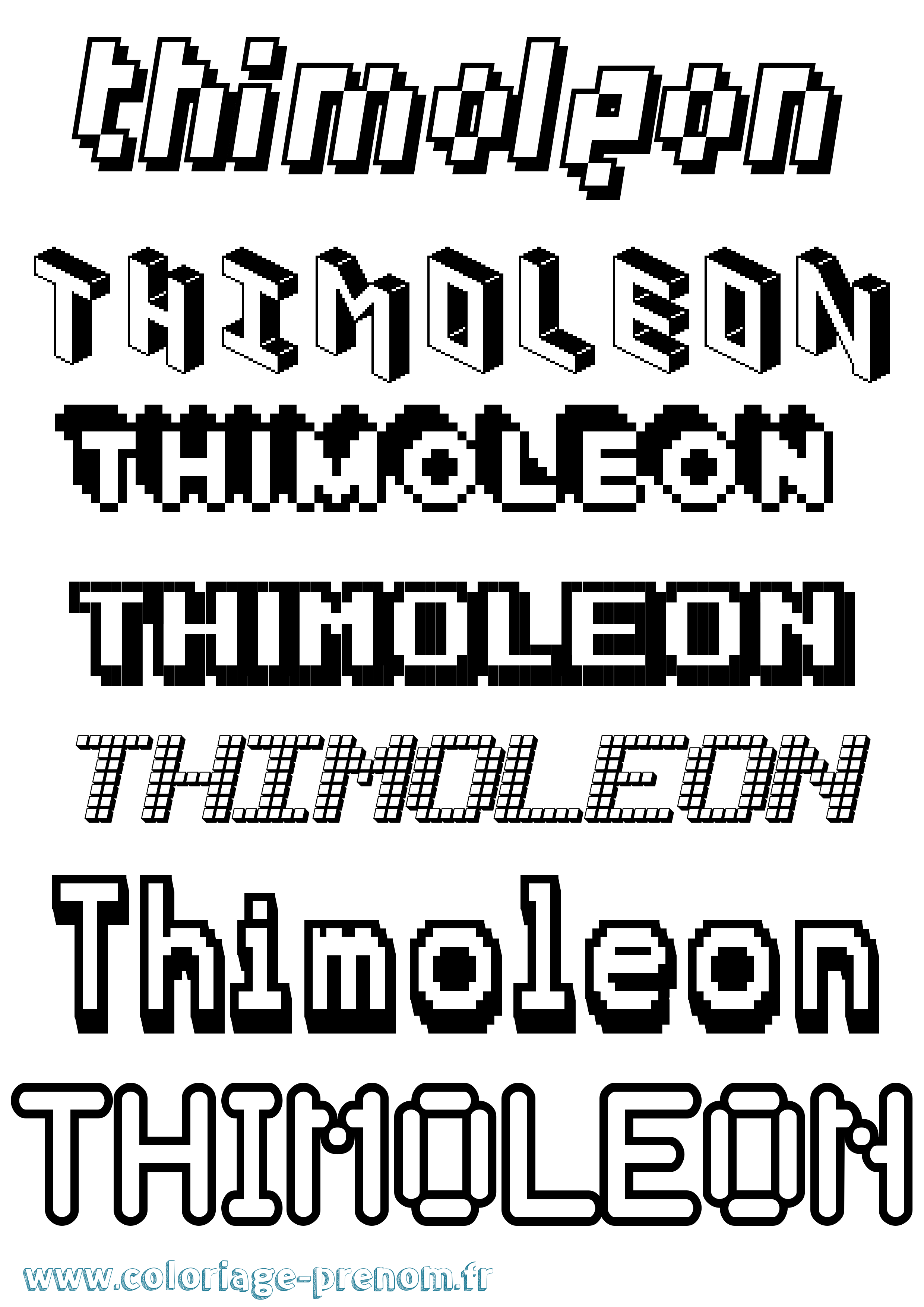 Coloriage Thimoleon Pixel Coloriage prénom Thimoleon Pixel