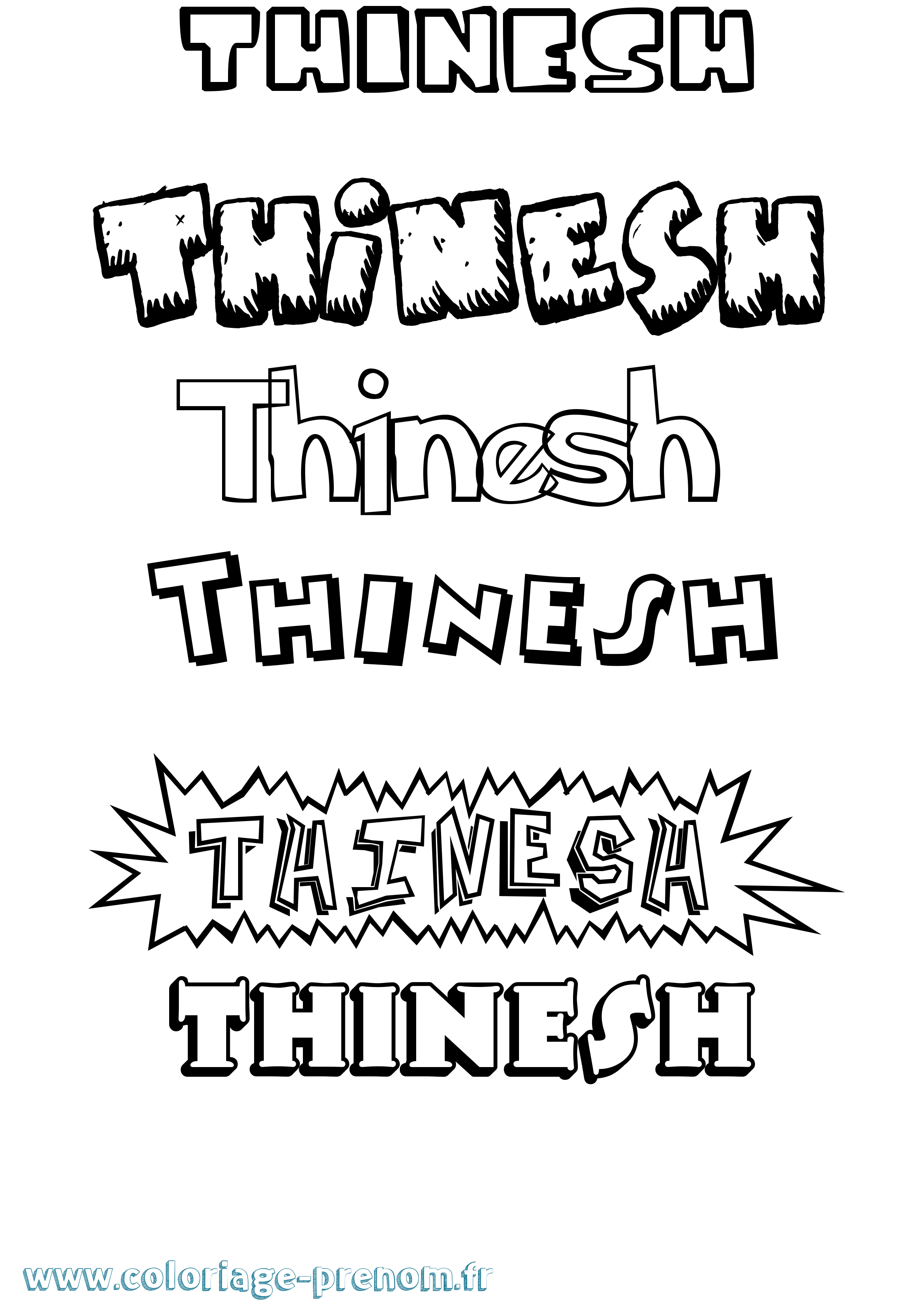 Coloriage Thinesh Dessin Animé Coloriage prénom Thinesh Dessin Animé