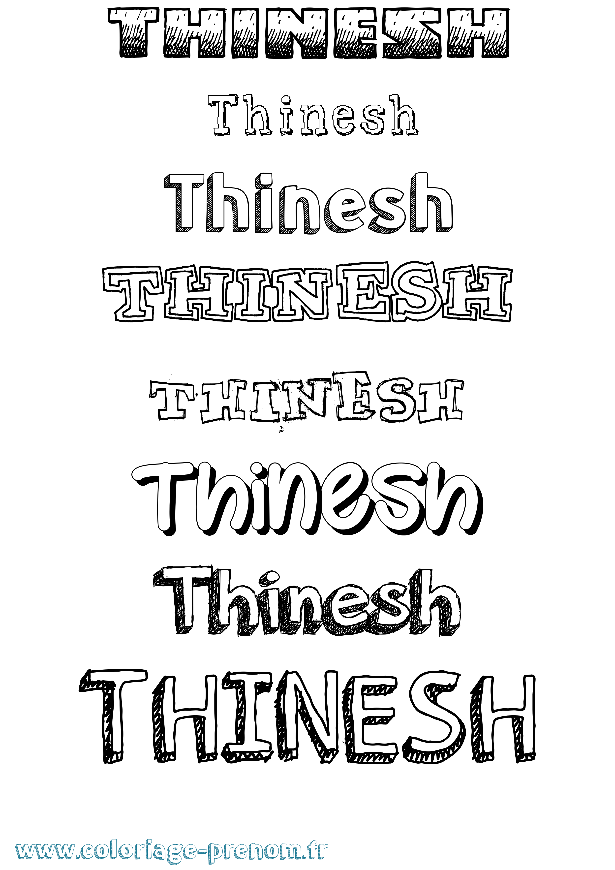 Coloriage Thinesh Dessiné Coloriage prénom Thinesh Dessiné
